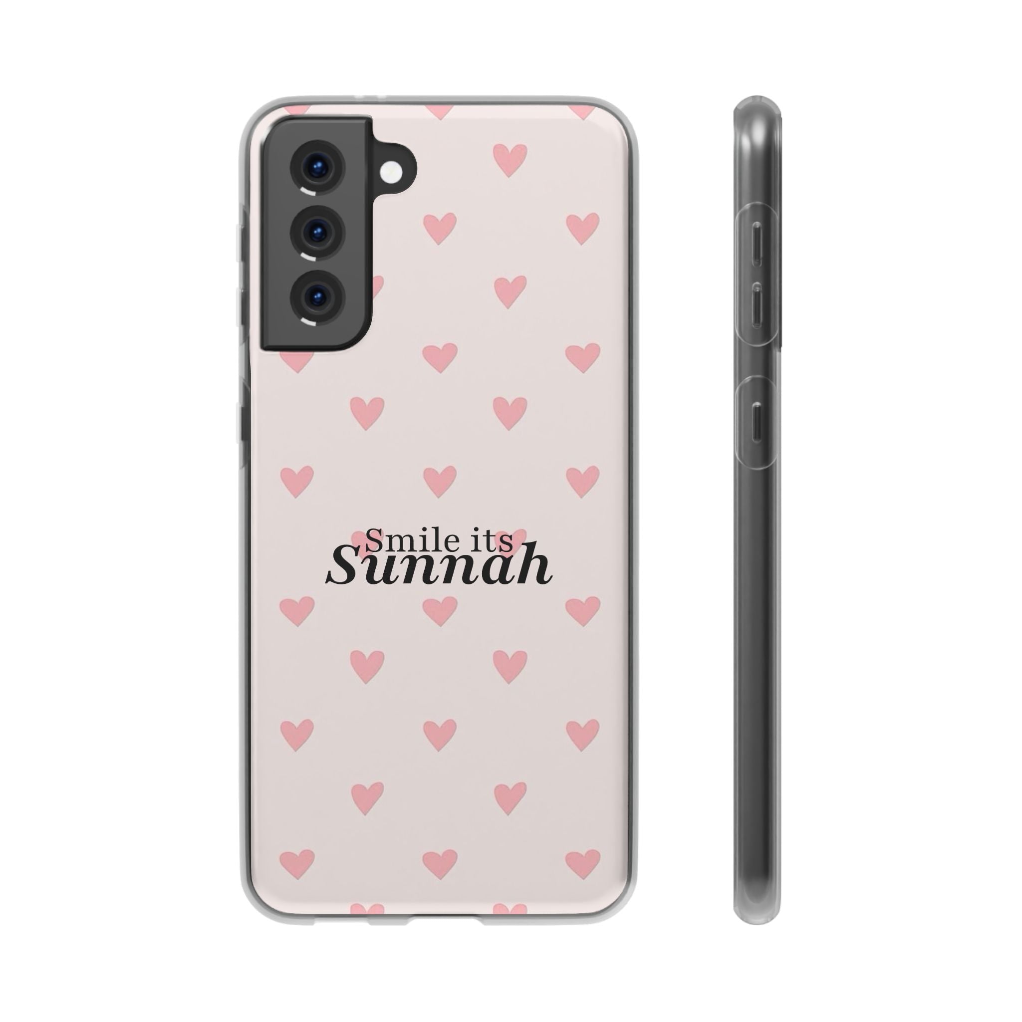 ''Smile It's Sunnah'' Pink Heart Pattern - Flexi Case