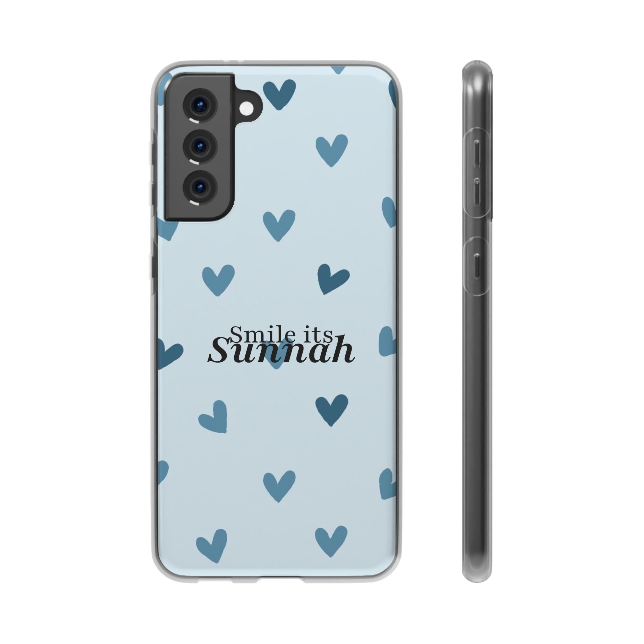 ''Smile It's Sunnah'' Light Blue Heart Pattern - Flexi Case