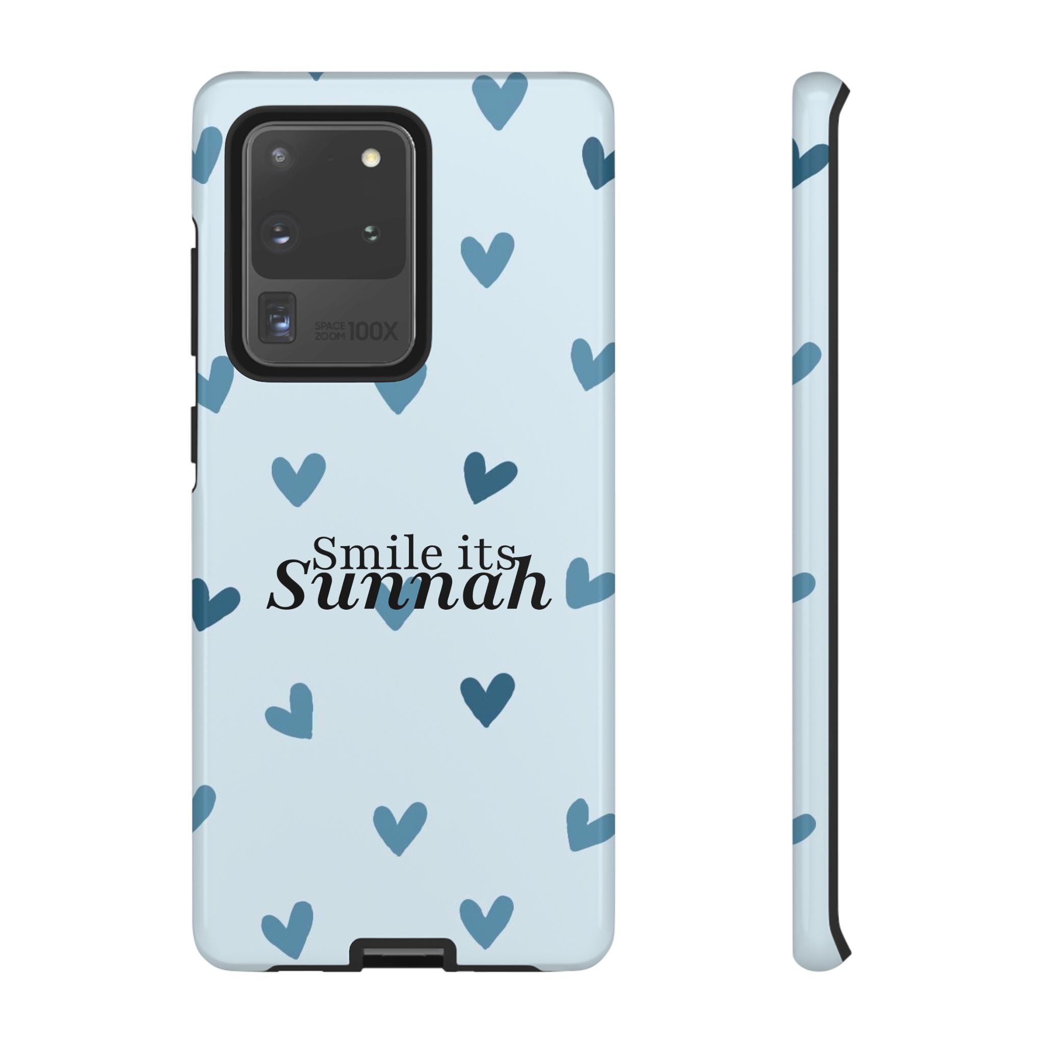 'Smile It's Sunnah'' Light Blue Heart Pattern - Tough case