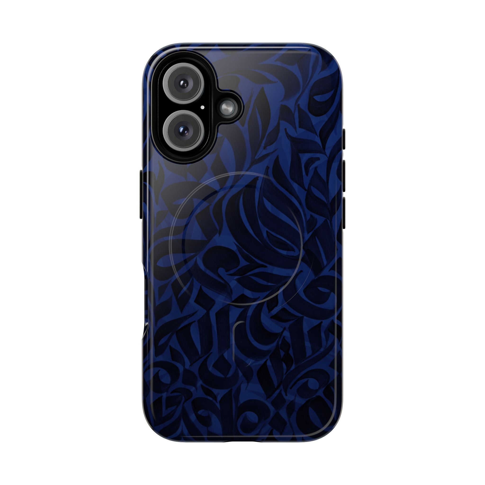 Floral Calligraphy Navy Blue- Magnetic Case