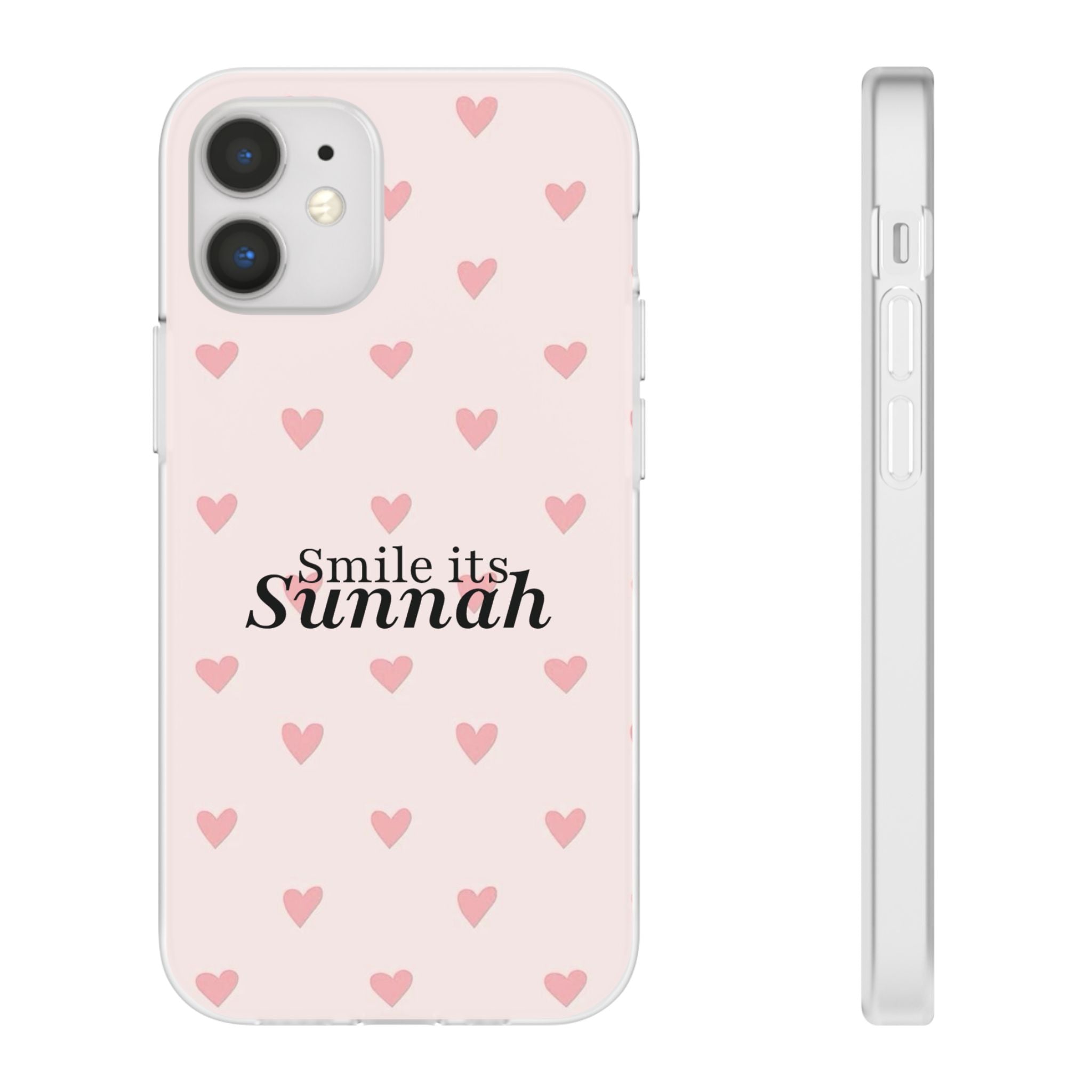 ''Smile It's Sunnah'' Pink Heart Pattern - Flexi Case