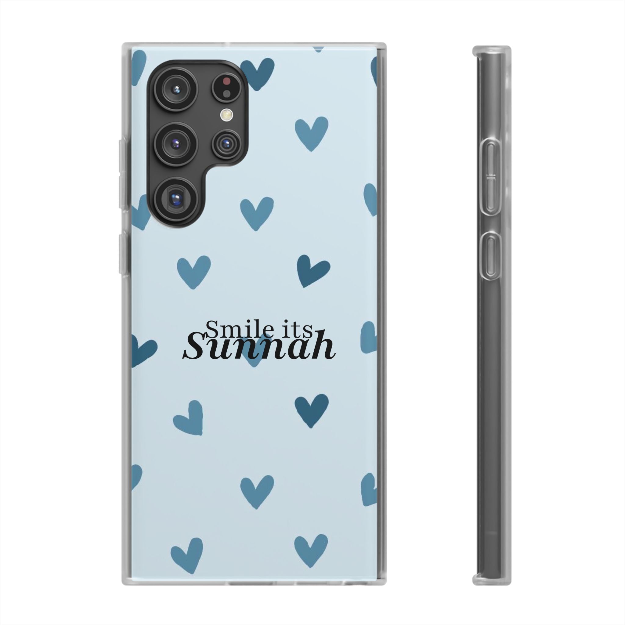 ''Smile It's Sunnah'' Light Blue Heart Pattern - Flexi Case