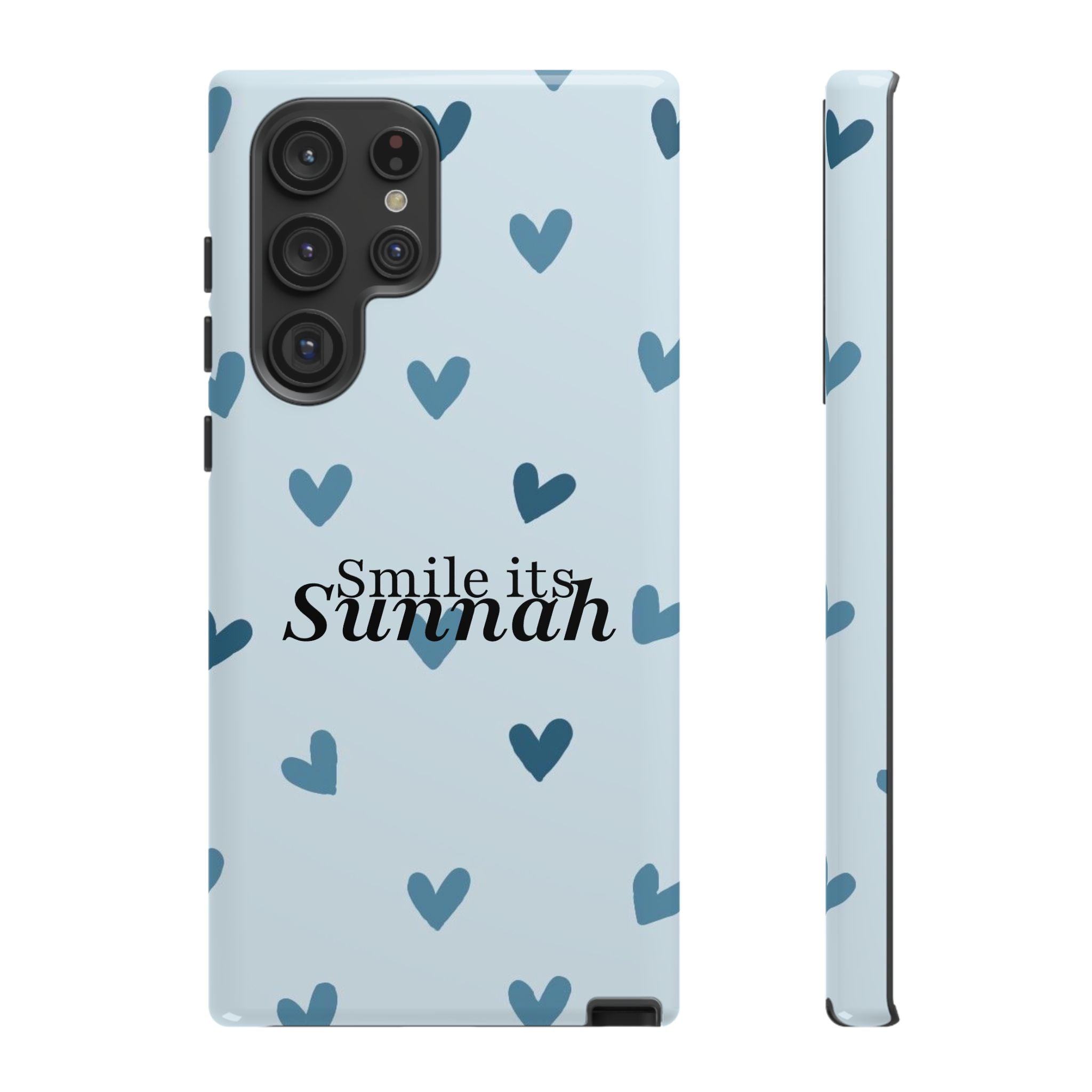 'Smile It's Sunnah'' Light Blue Heart Pattern - Tough case