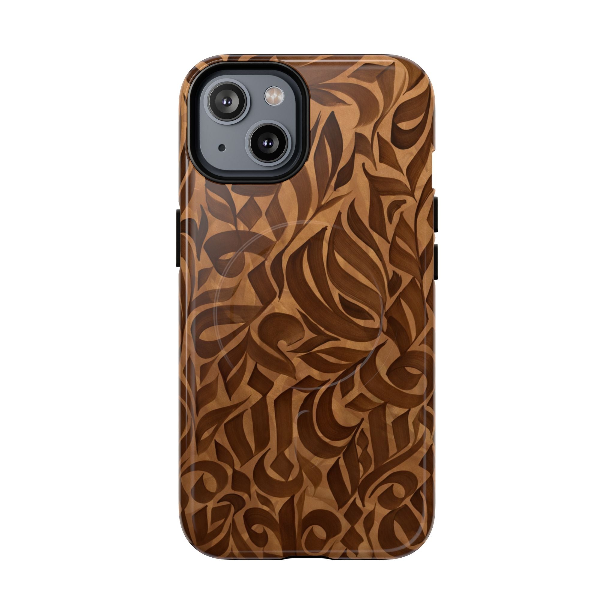 Woodgrain Floral Tough Magnetic Phone Case — Protective Magnetic iPhone Cover