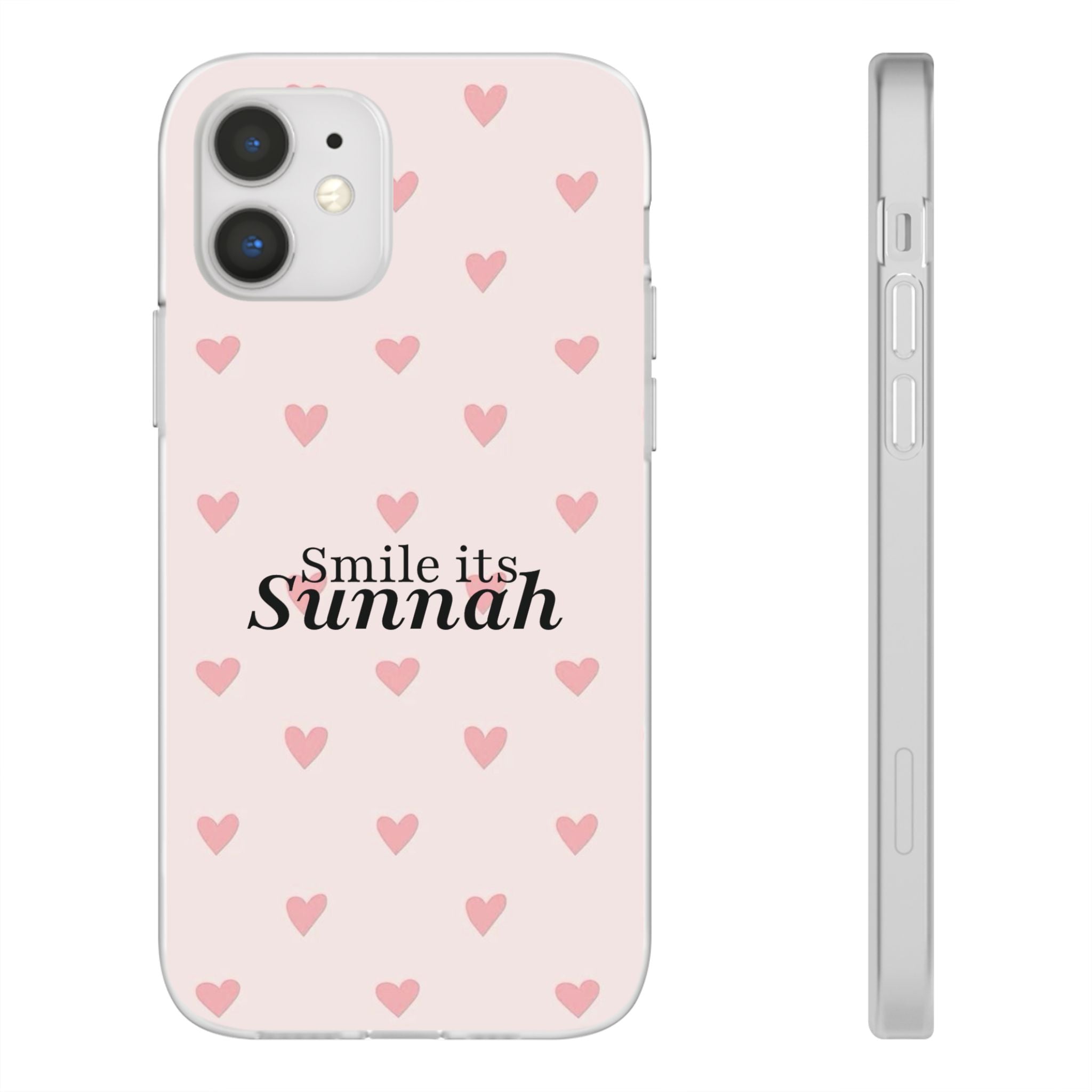 ''Smile It's Sunnah'' Pink Heart Pattern - Flexi Case