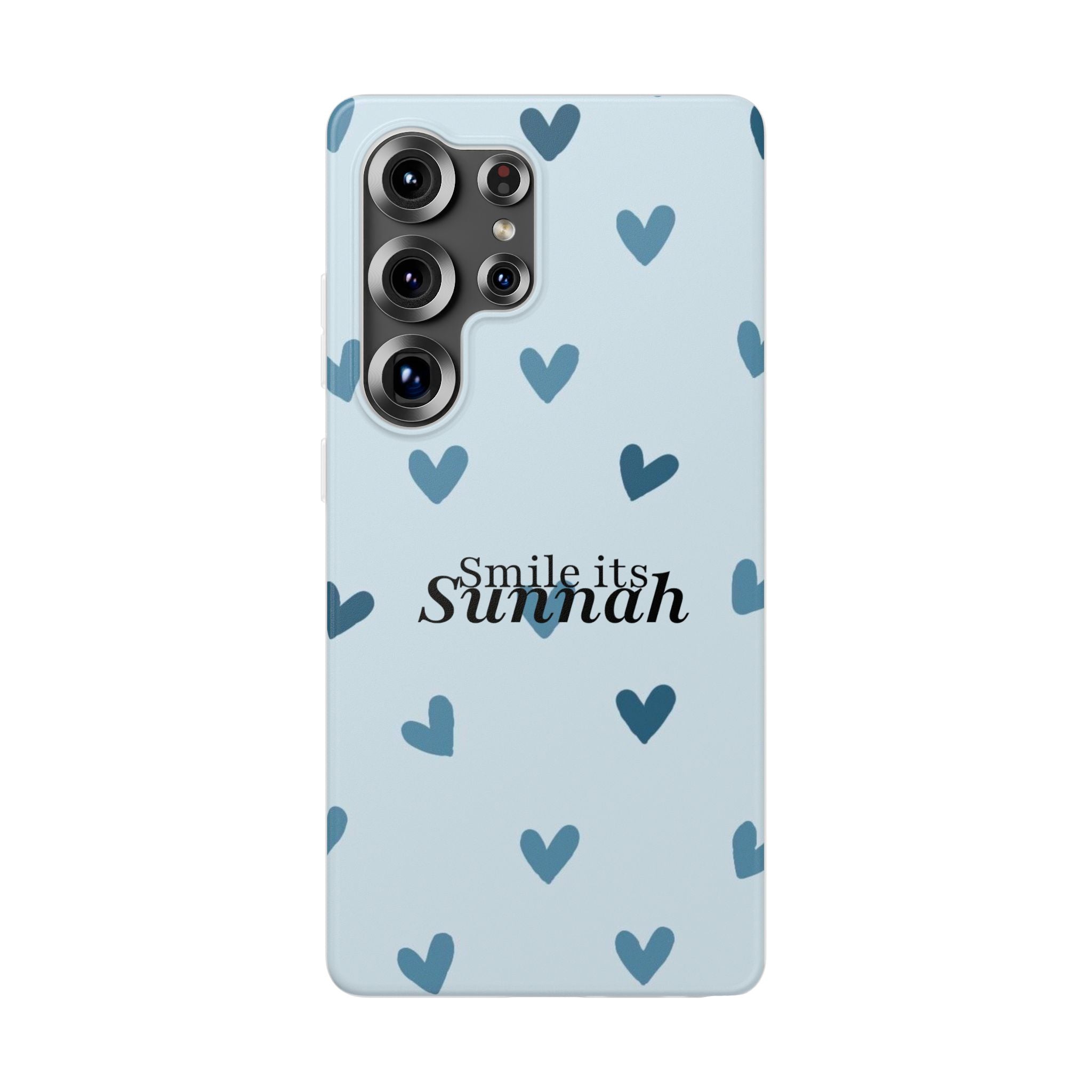 ''Smile It's Sunnah'' Light Blue Heart Pattern - Flexi Case