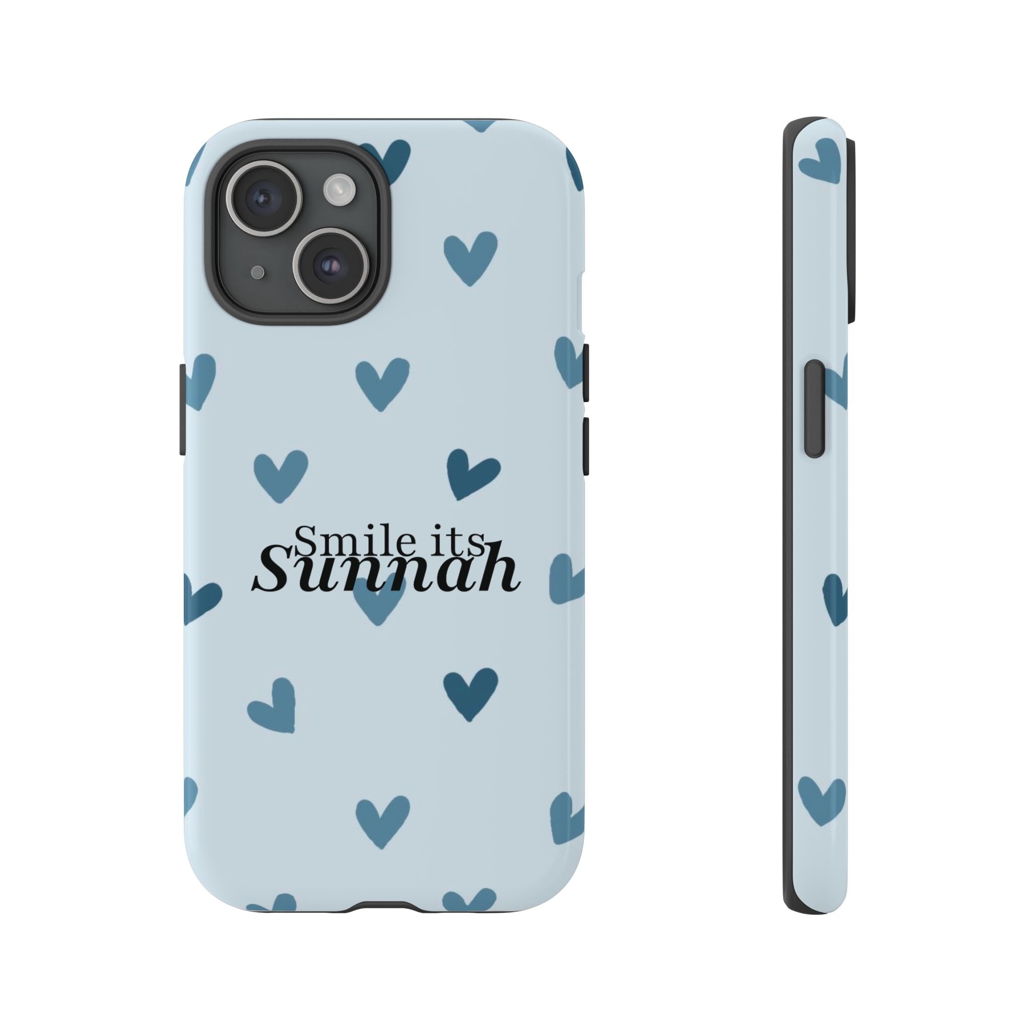 ''Smile It's Sunnah'' Light Blue Heart Pattern - Tough Case