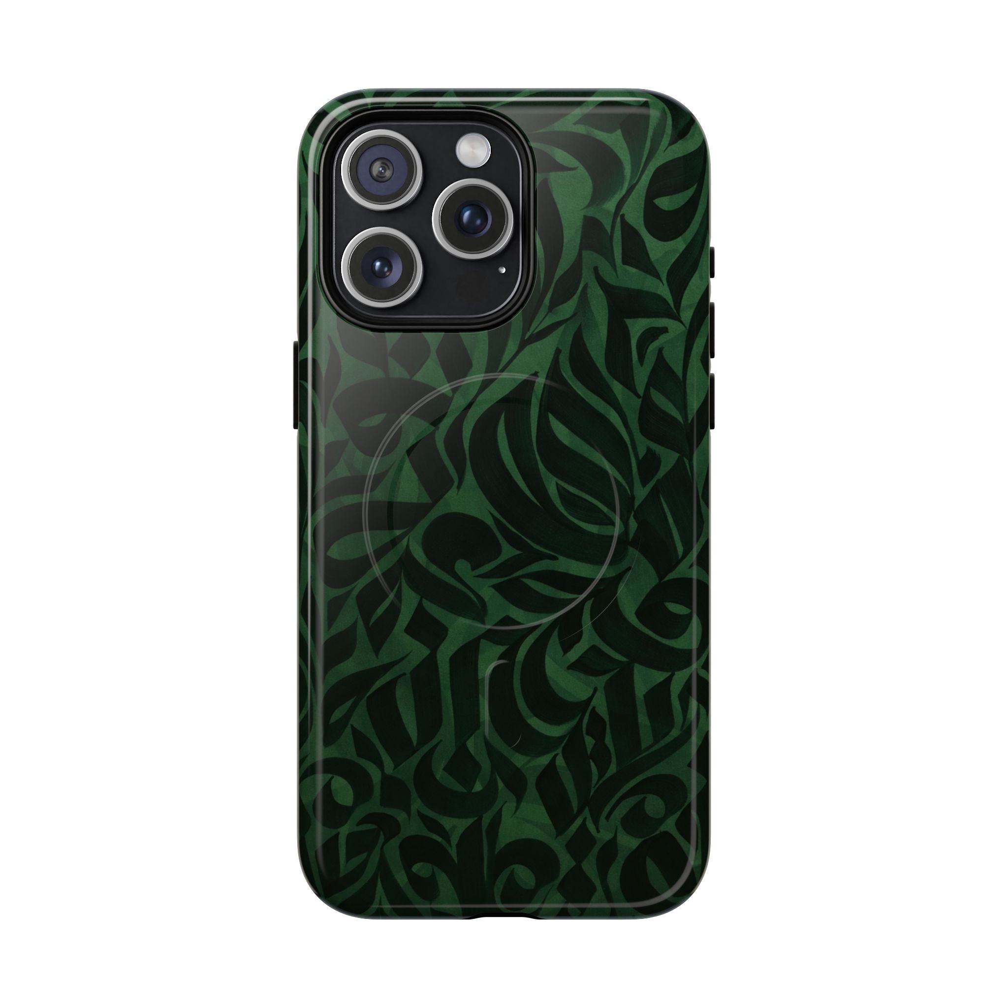 Floral Calligraphy Dark Green - Magnetic Case