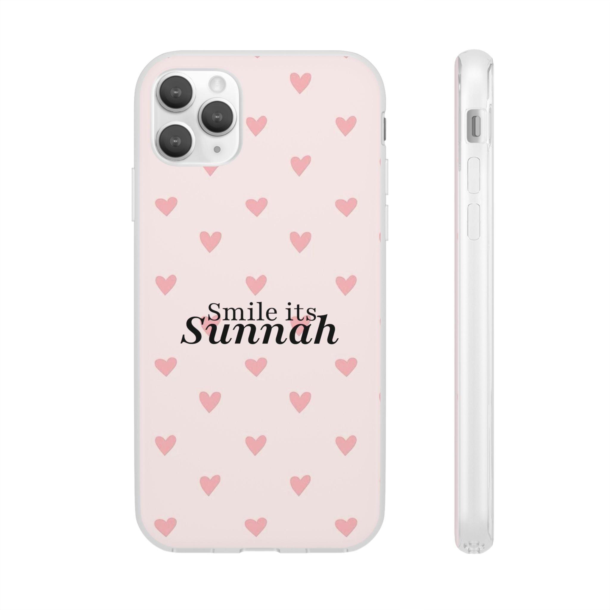 ''Smile It's Sunnah'' Pink Heart Pattern - Flexi Case