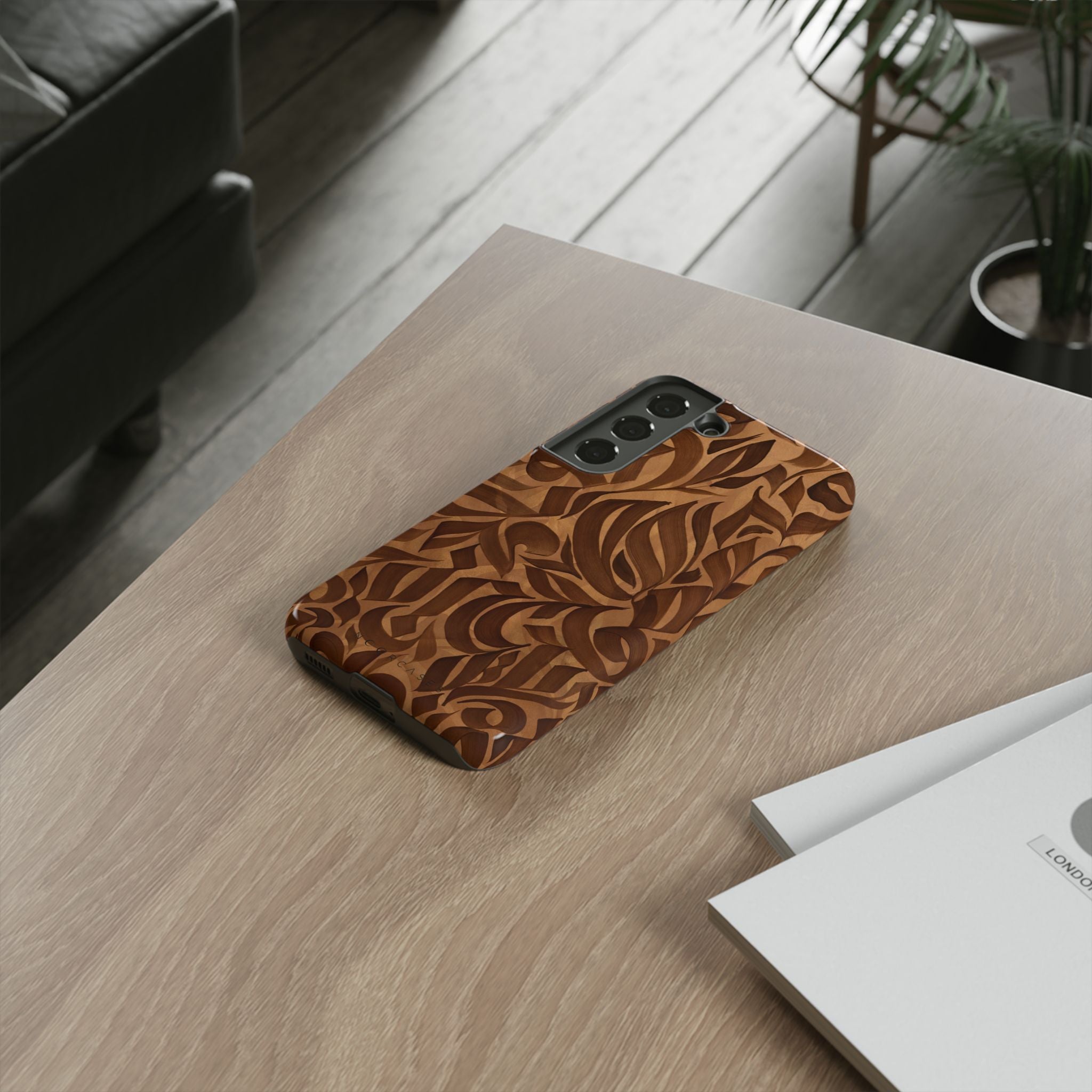 Floral Calligraphy Brown - Tough Case