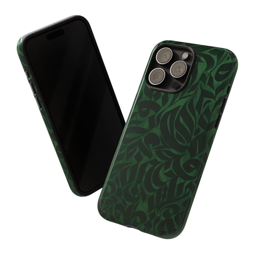 Floral Calligraphy Dark Green - Tough Case