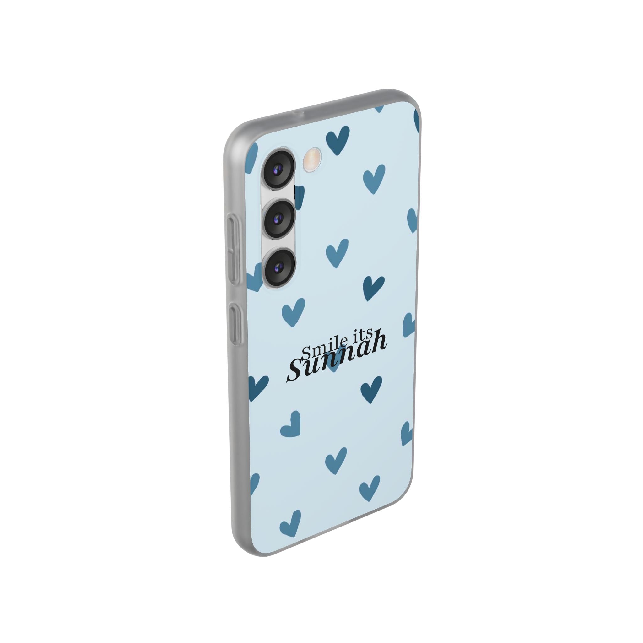 ''Smile It's Sunnah'' Light Blue Heart Pattern - Flexi Case