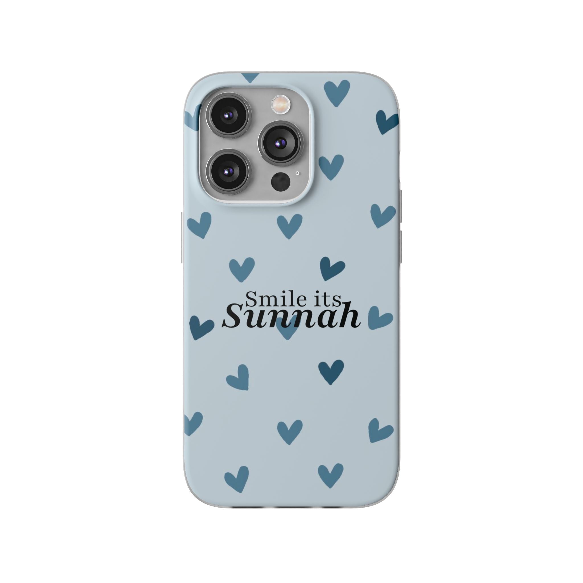 ''Smile It's Sunnah'' Light Blue Heart Pattern - Flexi Case
