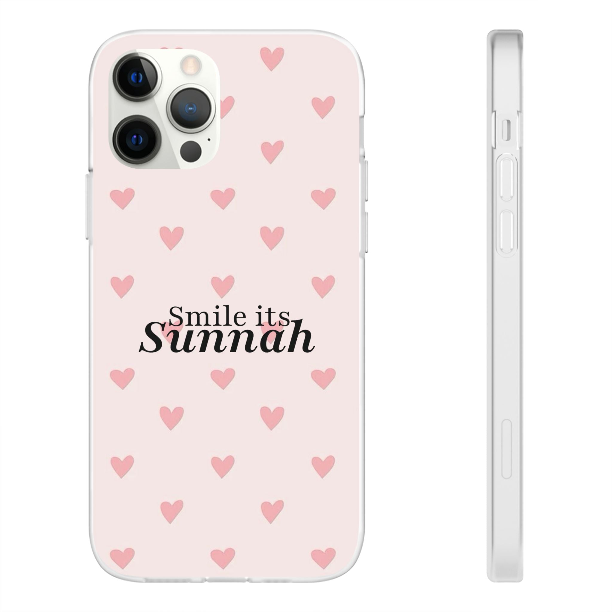 ''Smile It's Sunnah'' Pink Heart Pattern - Flexi Case