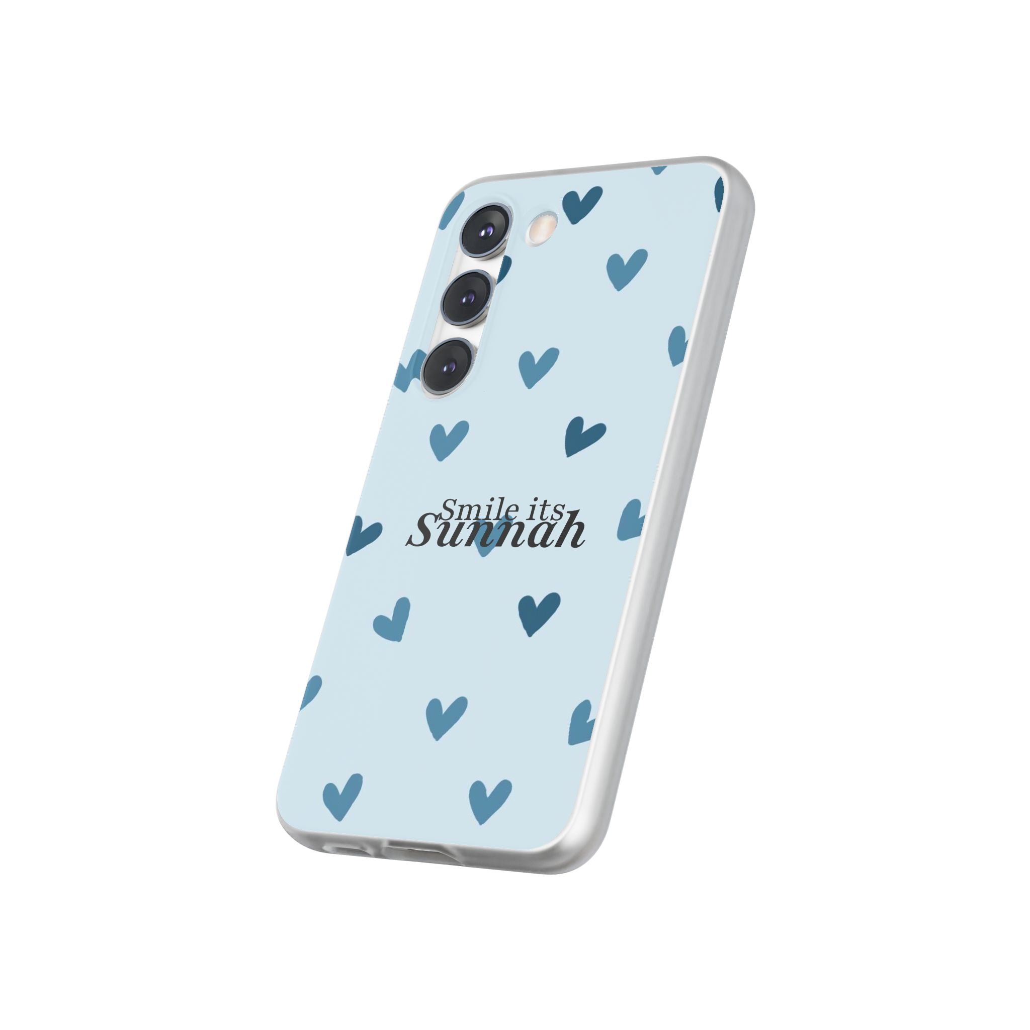 ''Smile It's Sunnah'' Light Blue Heart Pattern - Flexi Case