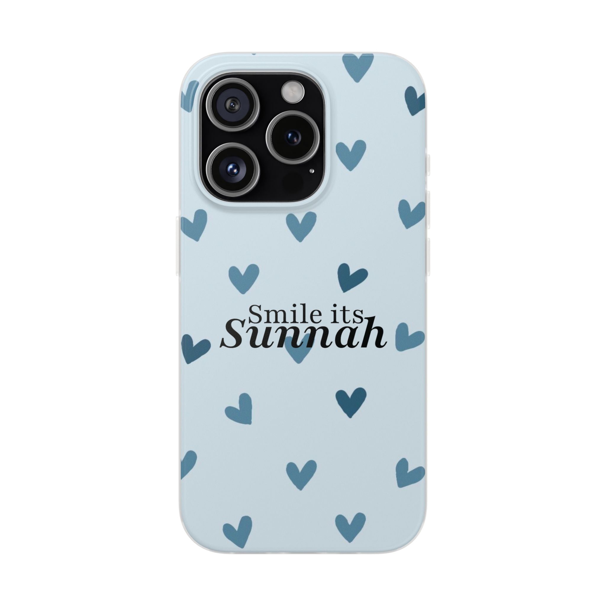''Smile It's Sunnah'' Light Blue Heart Pattern - Flexi Case