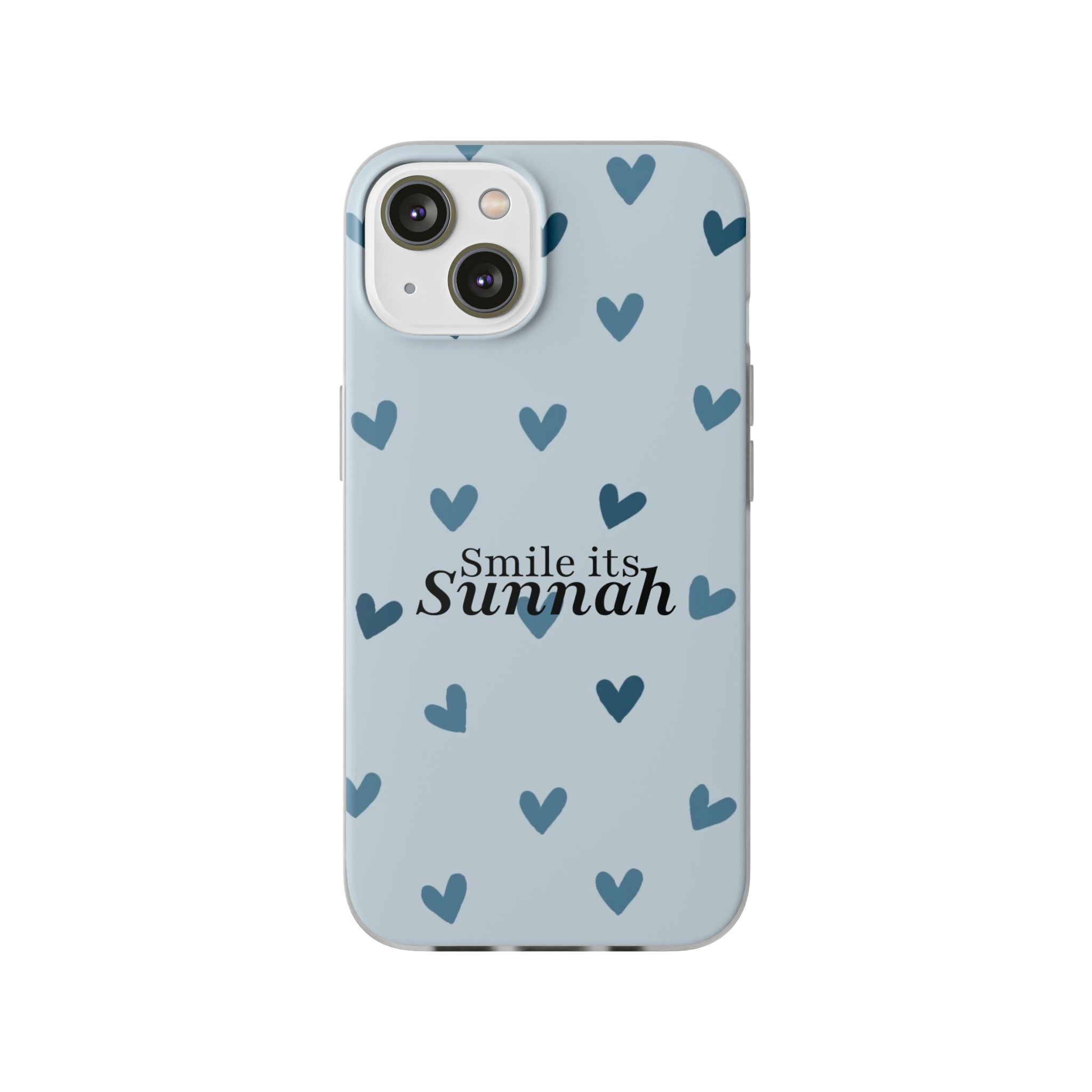 ''Smile It's Sunnah'' Light Blue Heart Pattern - Flexi Case