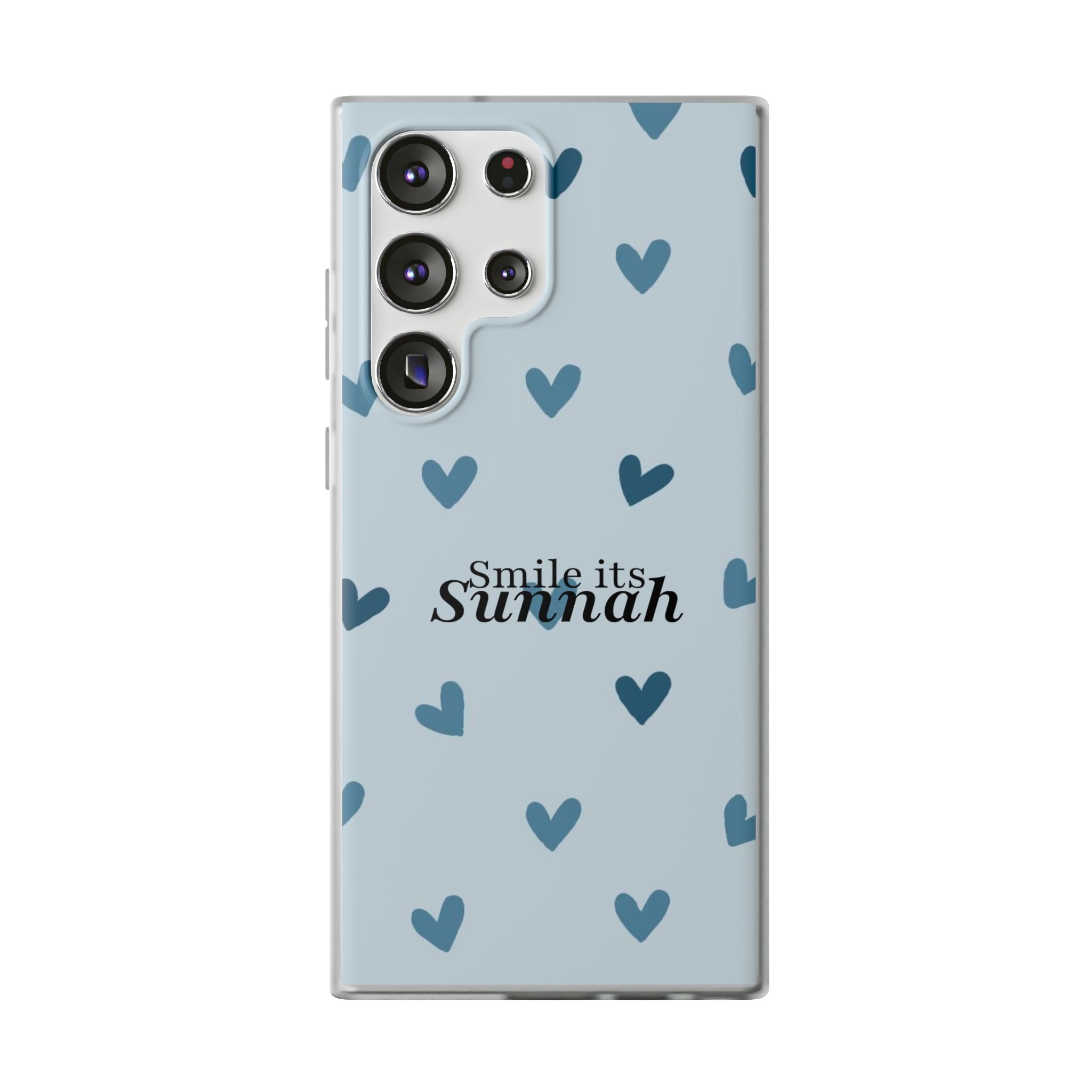 ''Smile It's Sunnah'' Light Blue Heart Pattern - Flexi Case