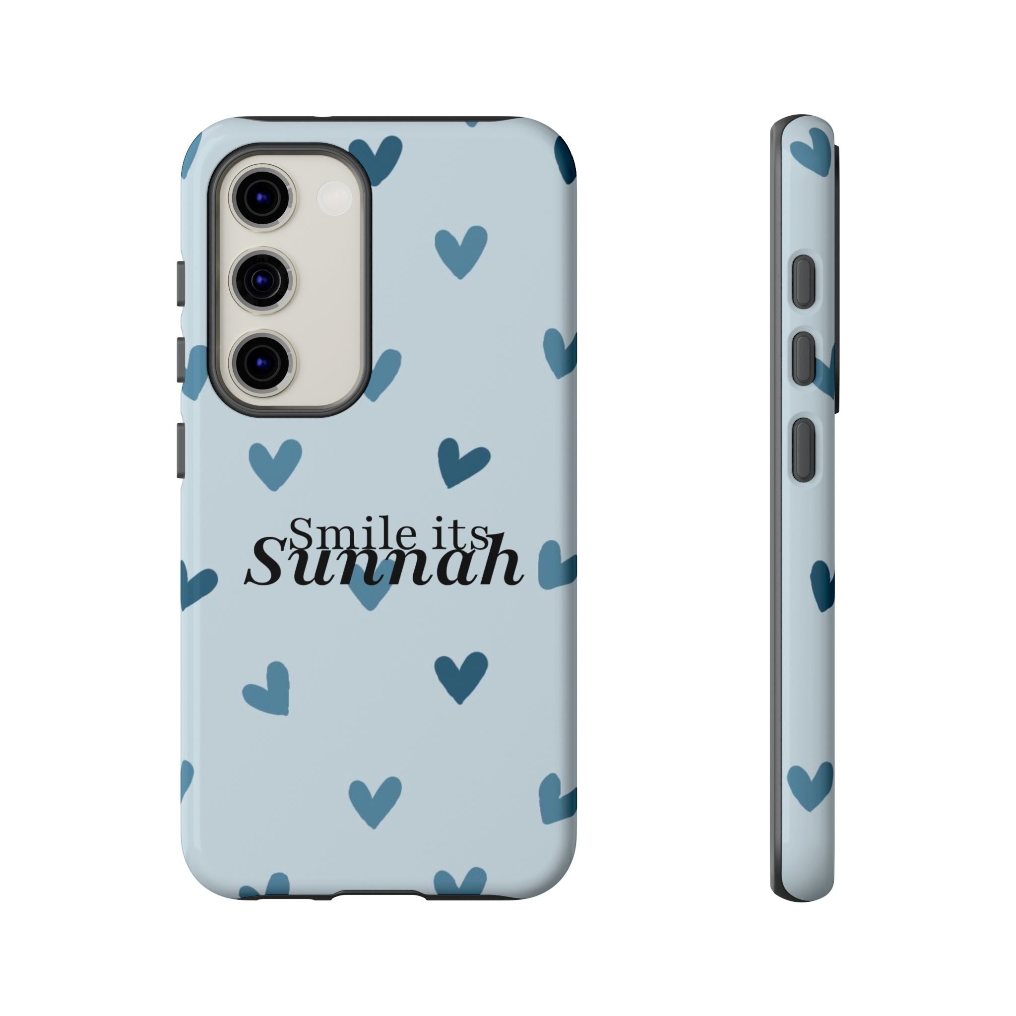 'Smile It's Sunnah'' Light Blue Heart Pattern - Tough case