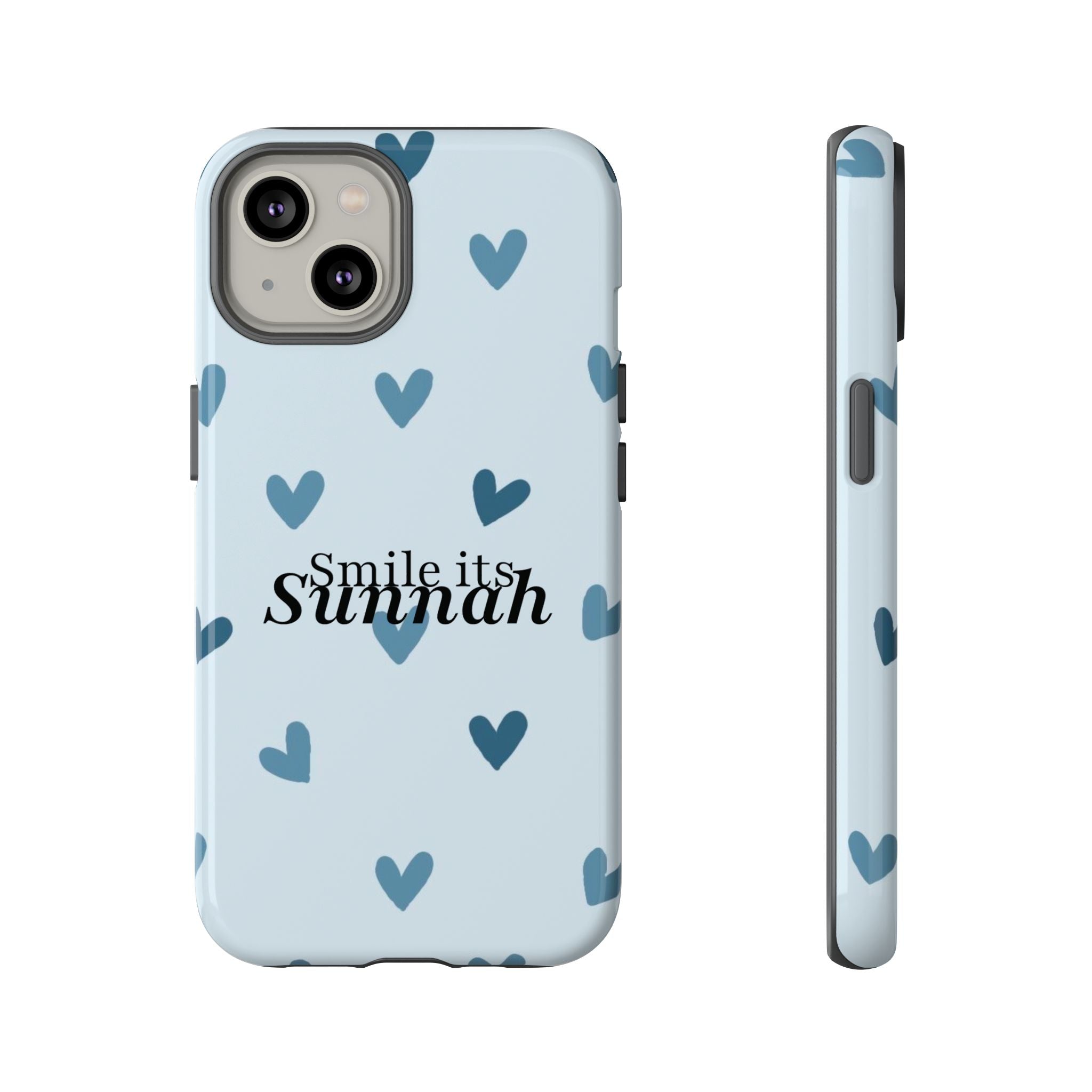''Smile It's Sunnah'' Light Blue Heart Pattern - Tough Case