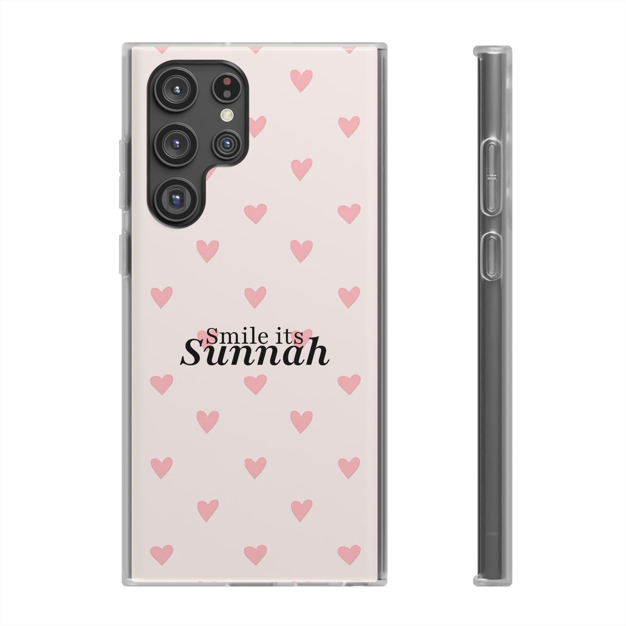 ''Smile It's Sunnah'' Pink Heart Pattern - Flexi Case