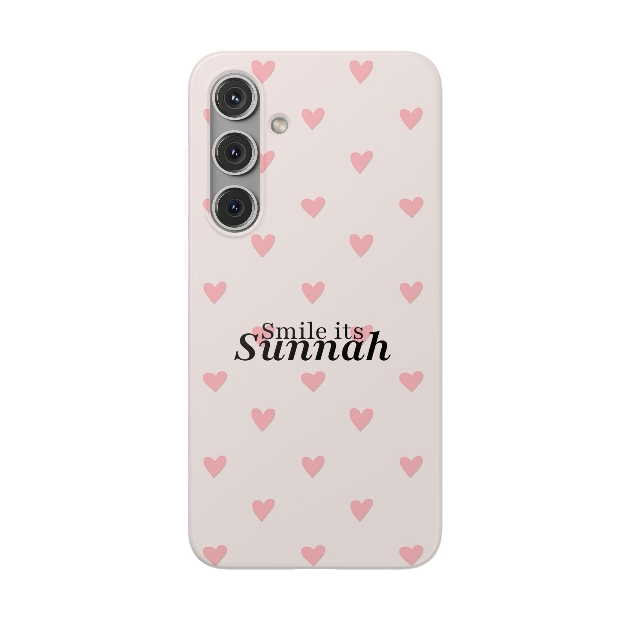 ''Smile It's Sunnah'' Pink Heart Pattern - Flexi Case