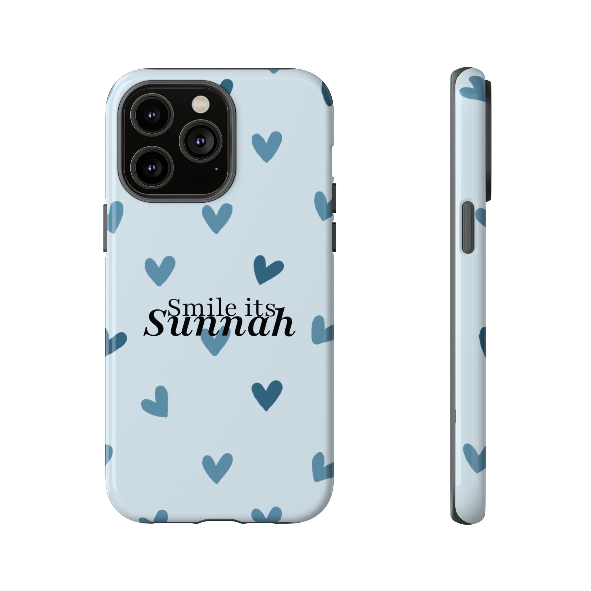 ''Smile It's Sunnah'' Light Blue Heart Pattern - Tough Case