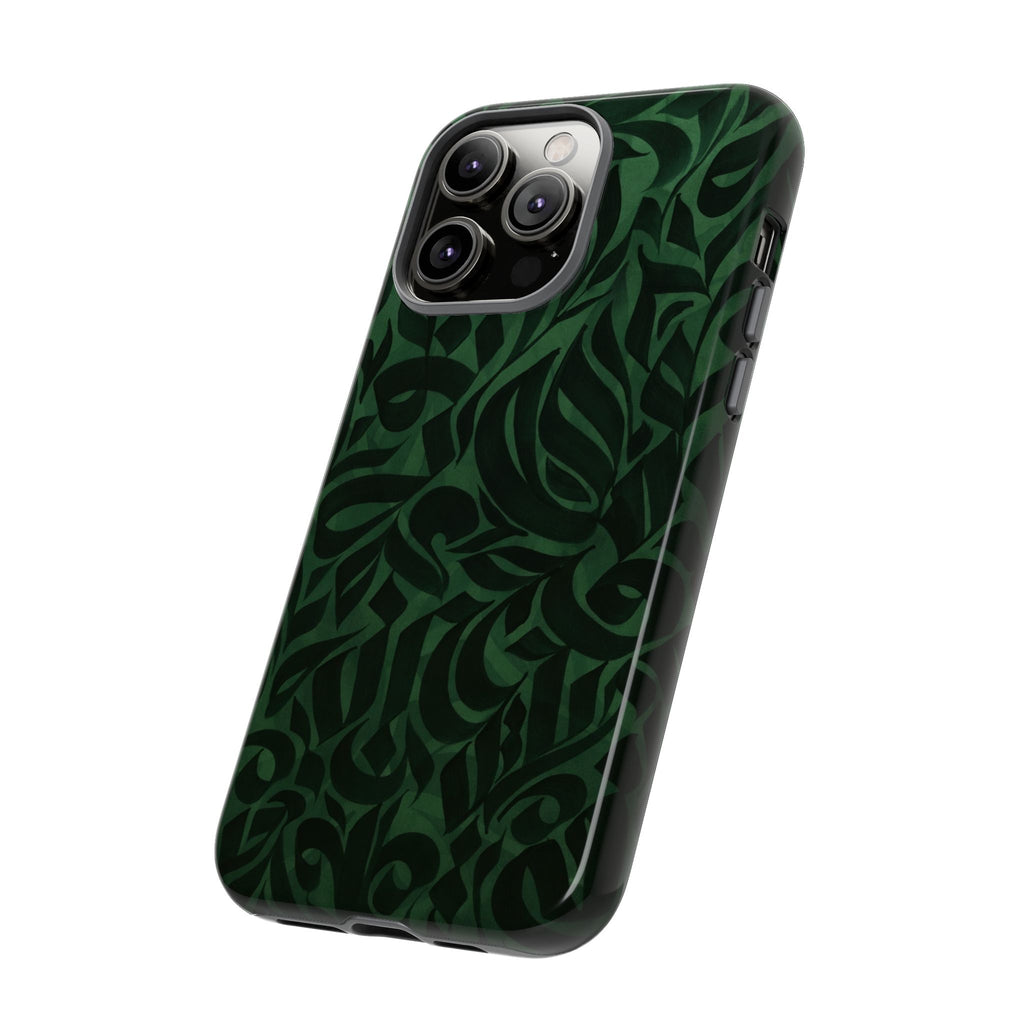 Floral Calligraphy Dark Green - Tough Case