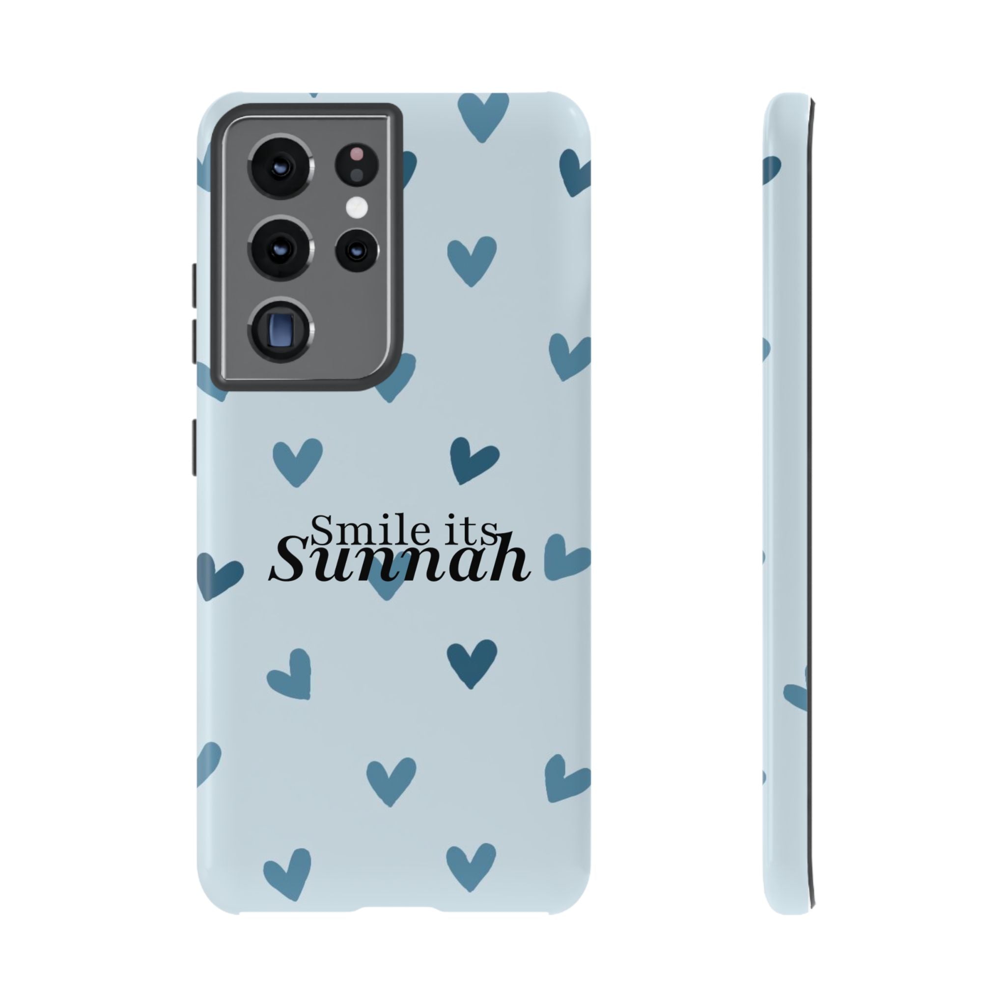 'Smile It's Sunnah'' Light Blue Heart Pattern - Tough case