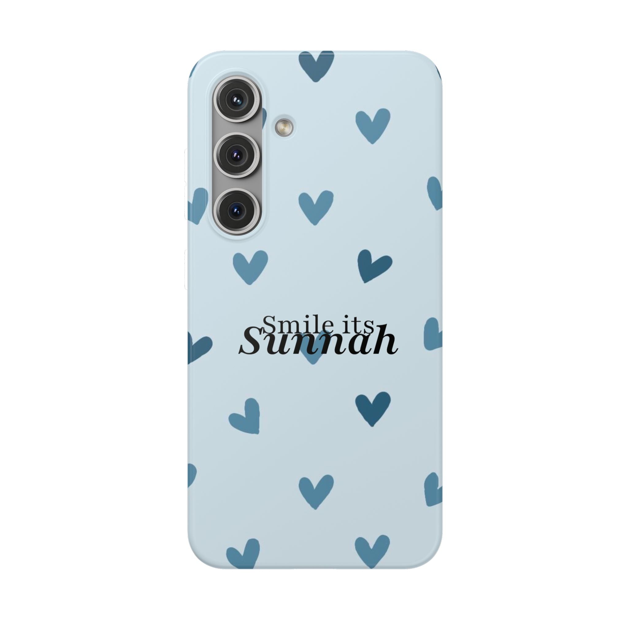 ''Smile It's Sunnah'' Light Blue Heart Pattern - Flexi Case