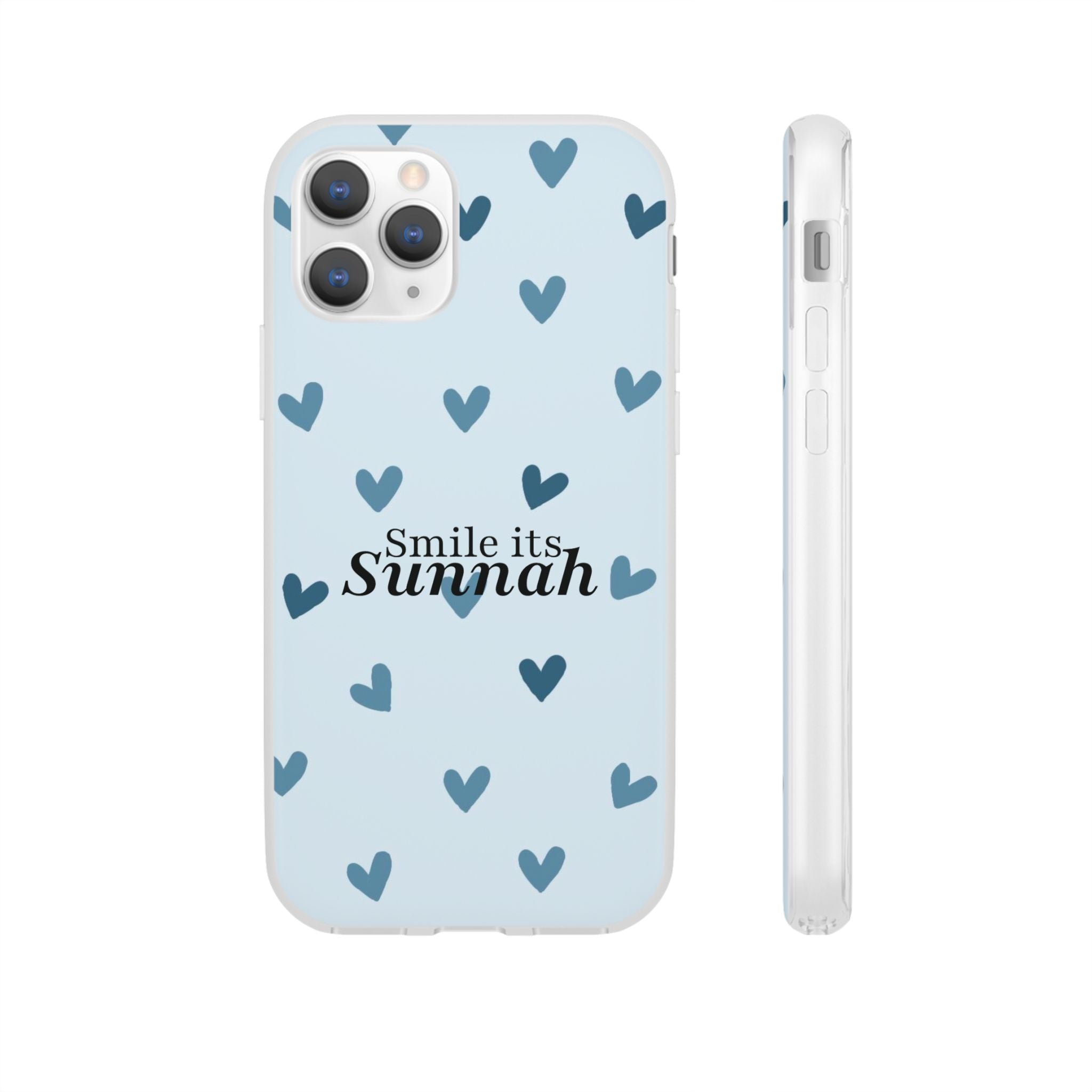 ''Smile It's Sunnah'' Light Blue Heart Pattern - Flexi Case