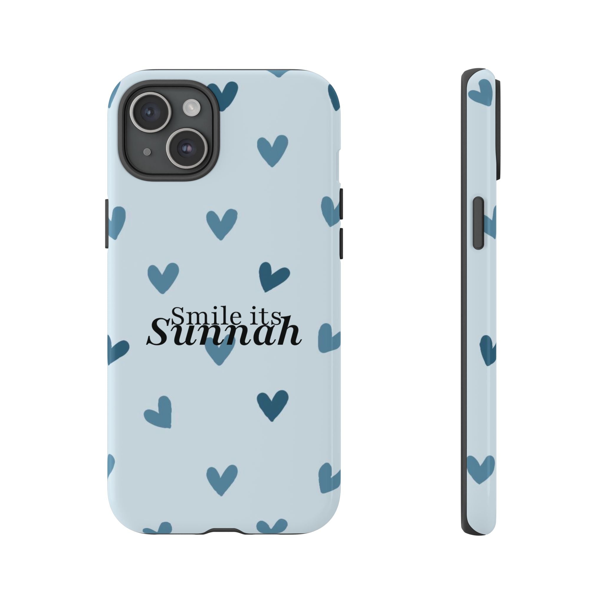 ''Smile It's Sunnah'' Light Blue Heart Pattern - Tough Case