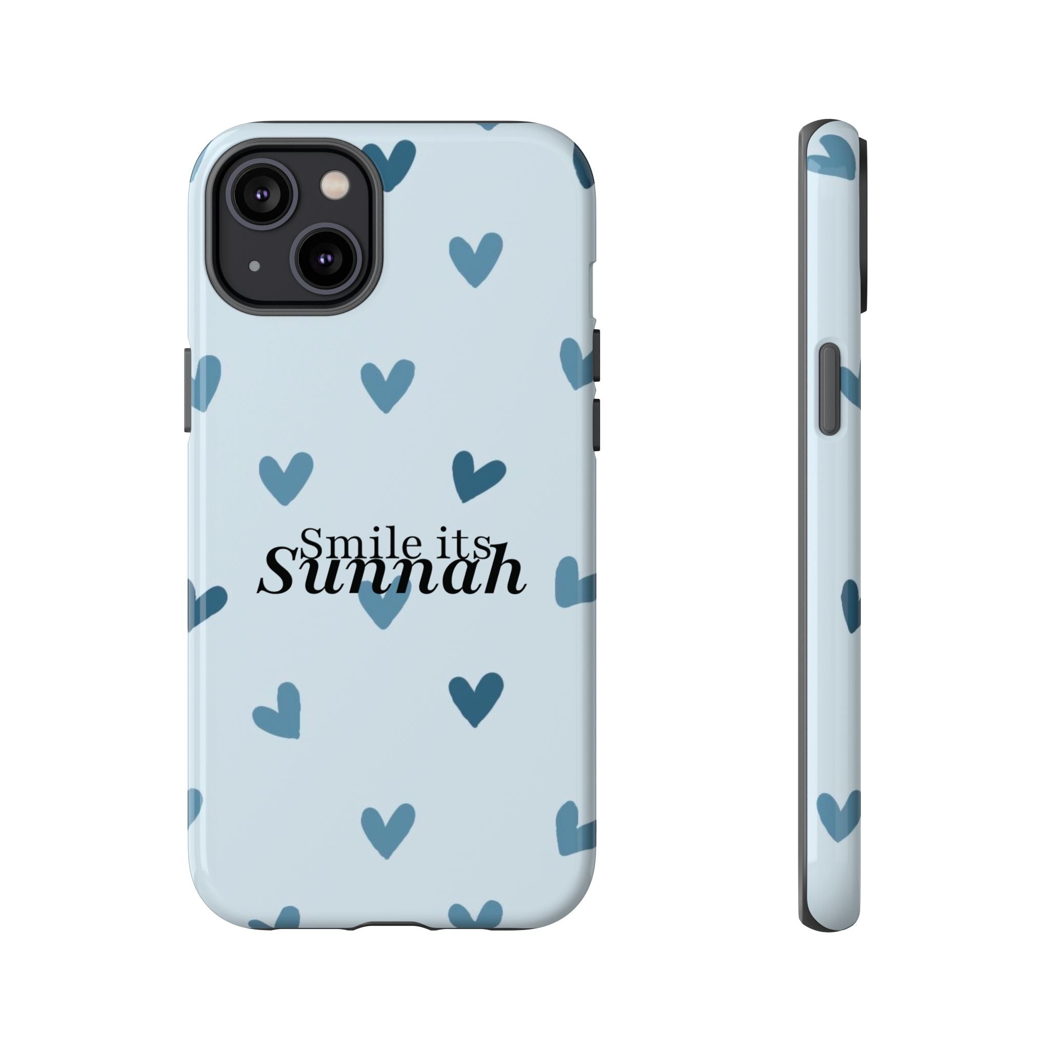''Smile It's Sunnah'' Light Blue Heart Pattern - Tough Case