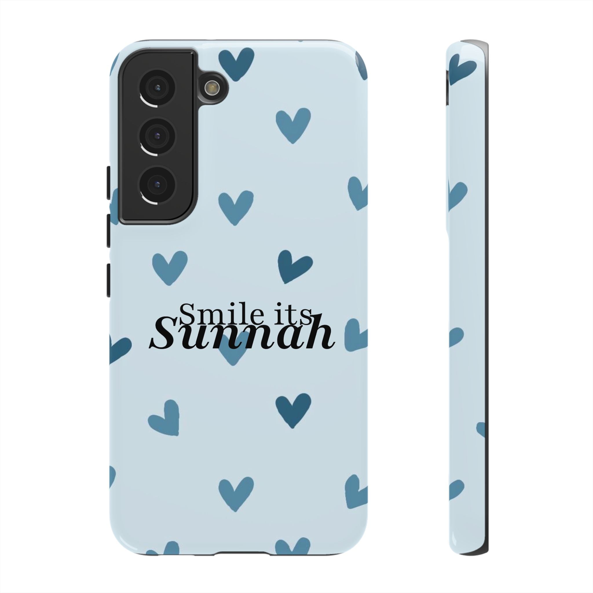 'Smile It's Sunnah'' Light Blue Heart Pattern - Tough case