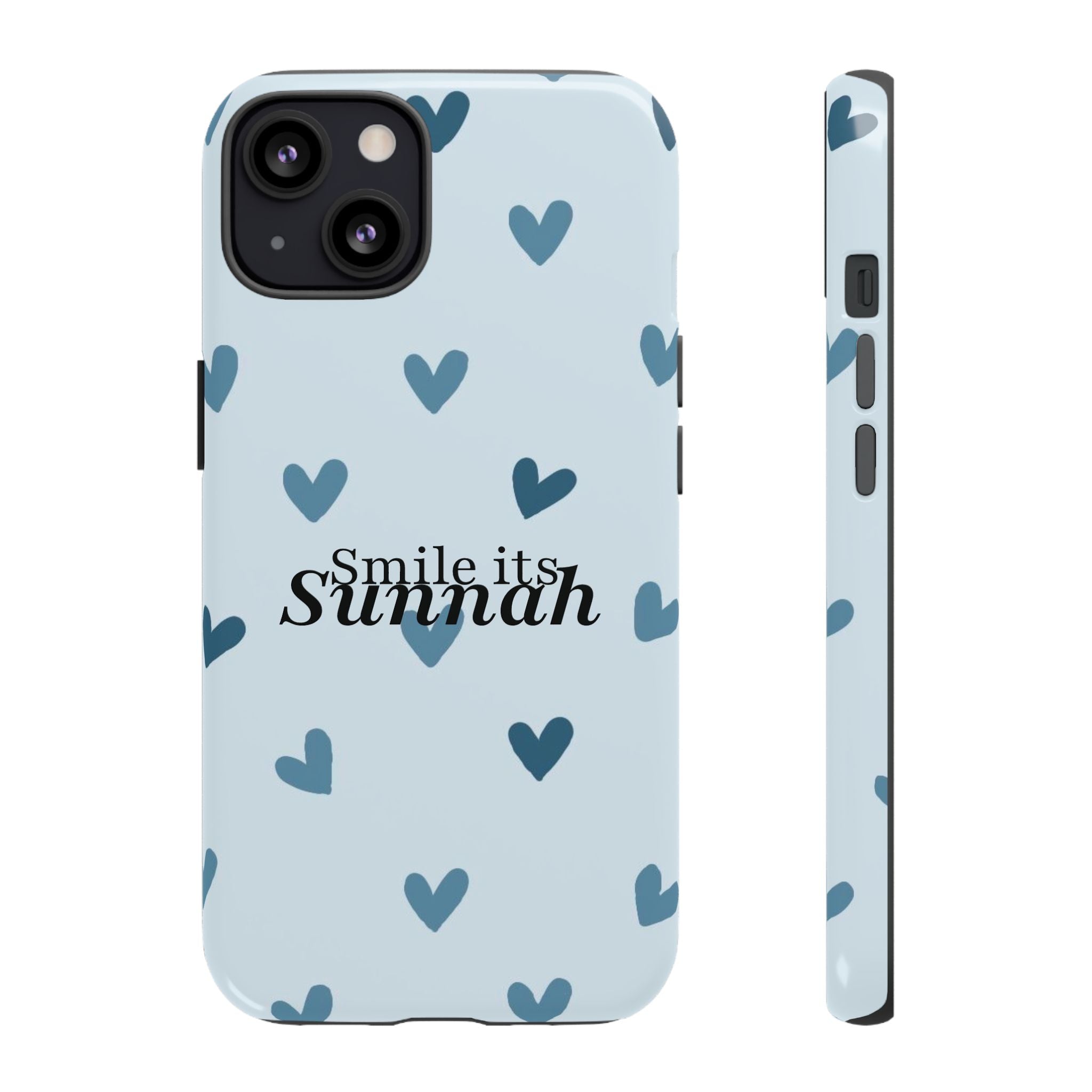 ''Smile It's Sunnah'' Light Blue Heart Pattern - Tough Case