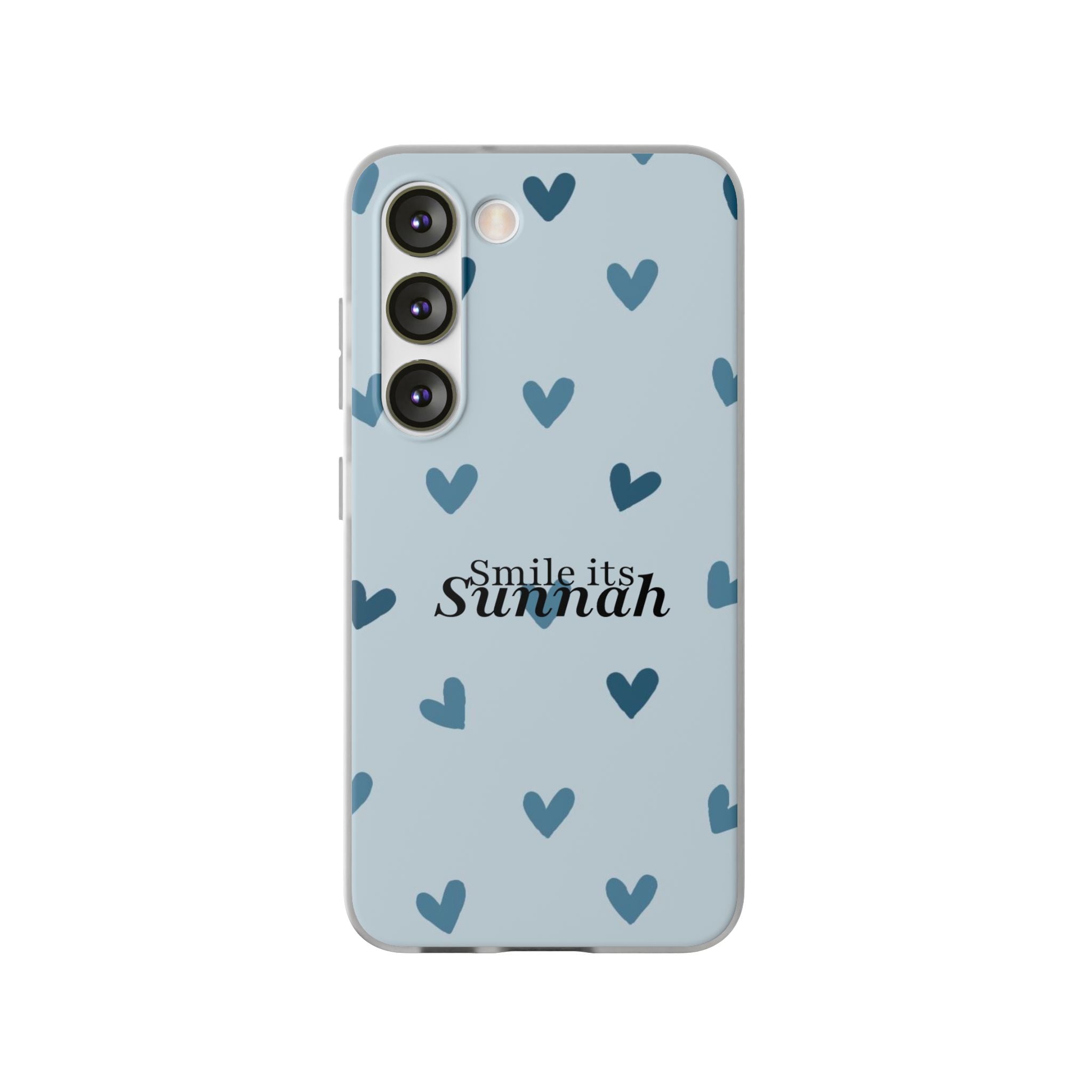 ''Smile It's Sunnah'' Light Blue Heart Pattern - Flexi Case