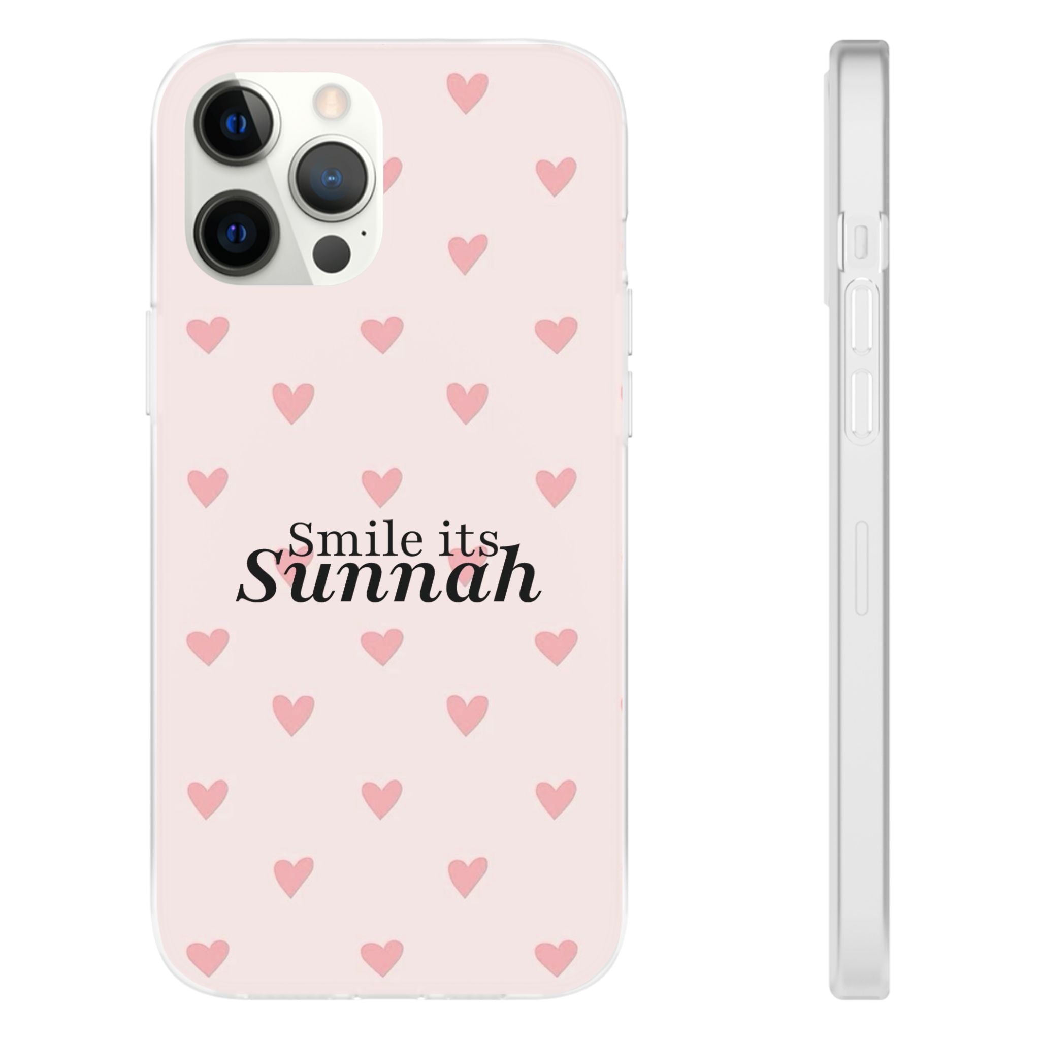 ''Smile It's Sunnah'' Pink Heart Pattern - Flexi Case