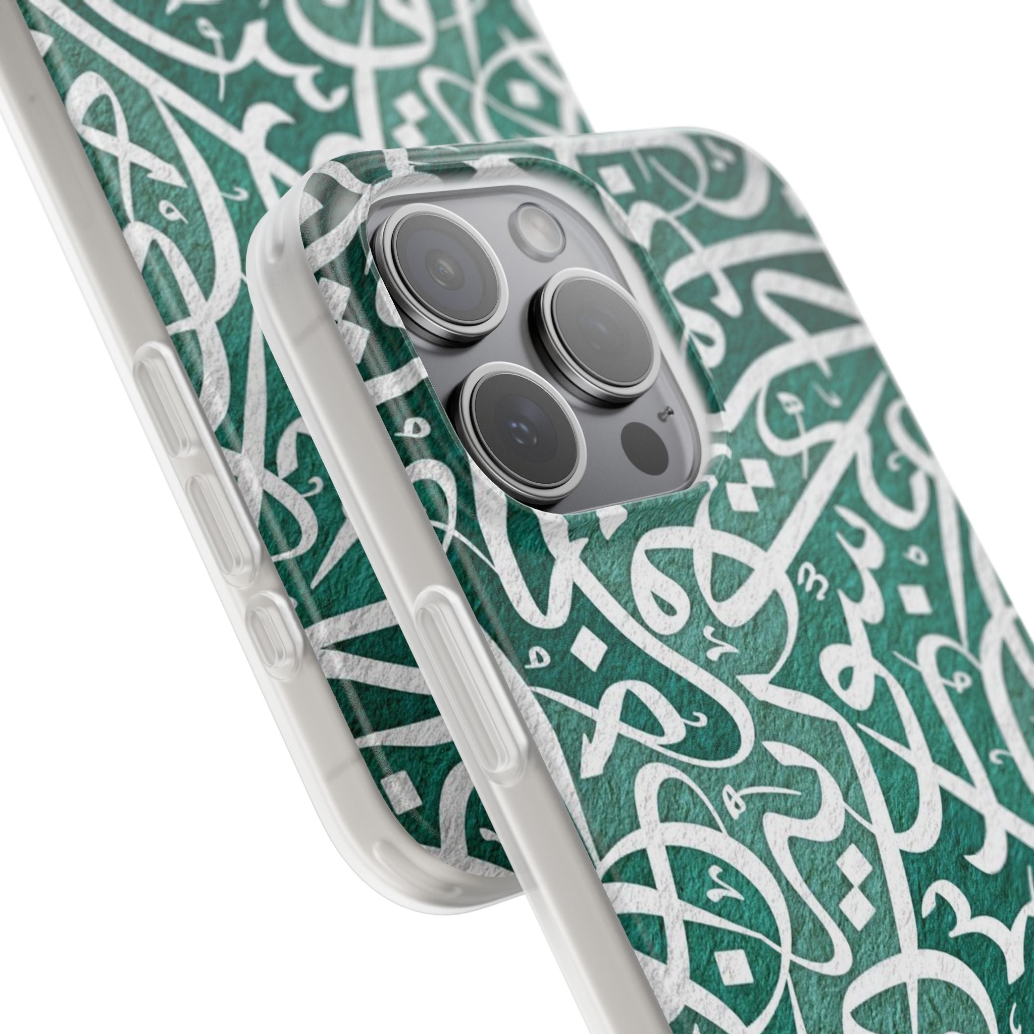 Arabic Calligraphy Phone Case — Teal Script Flexi Case