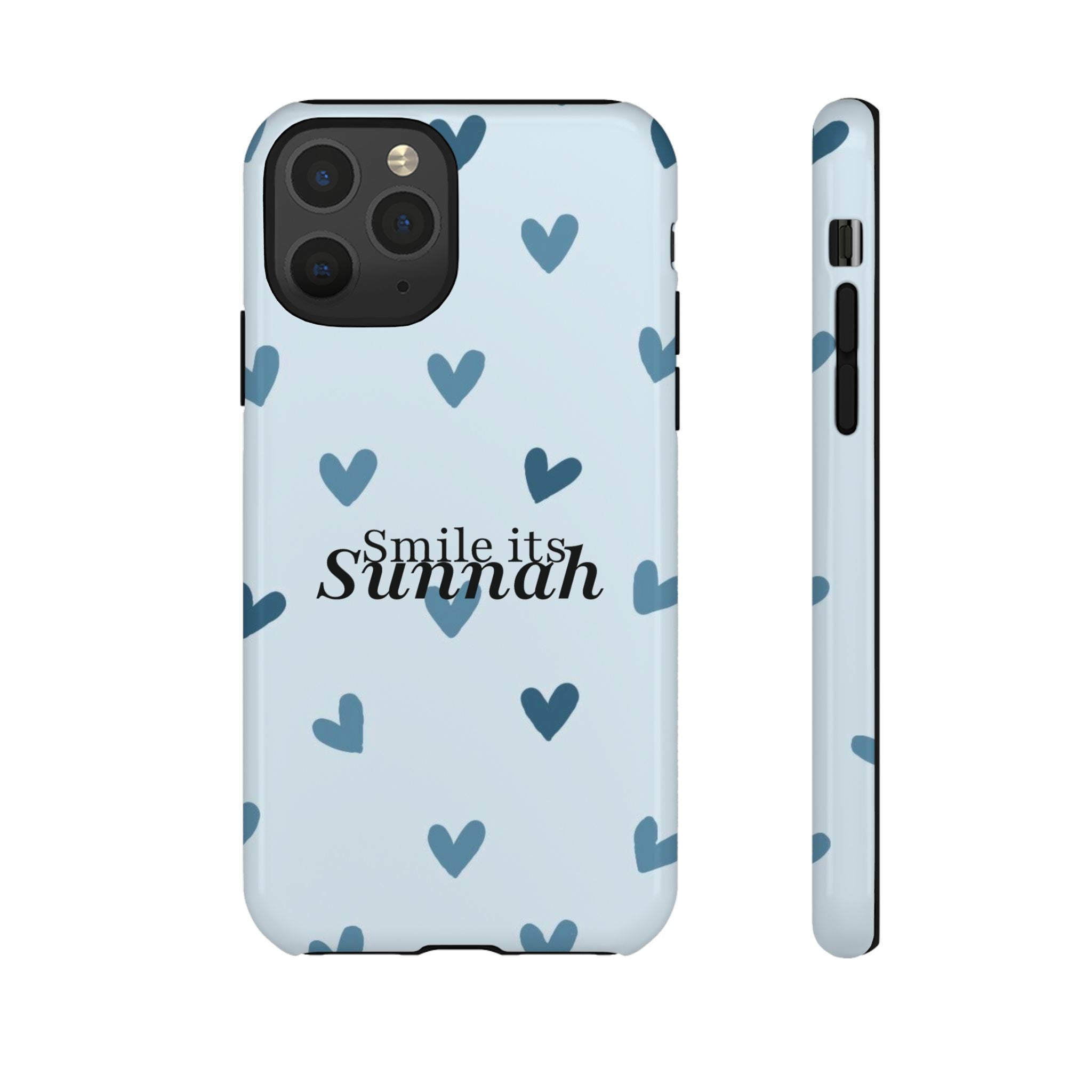 ''Smile It's Sunnah'' Light Blue Heart Pattern - Tough Case