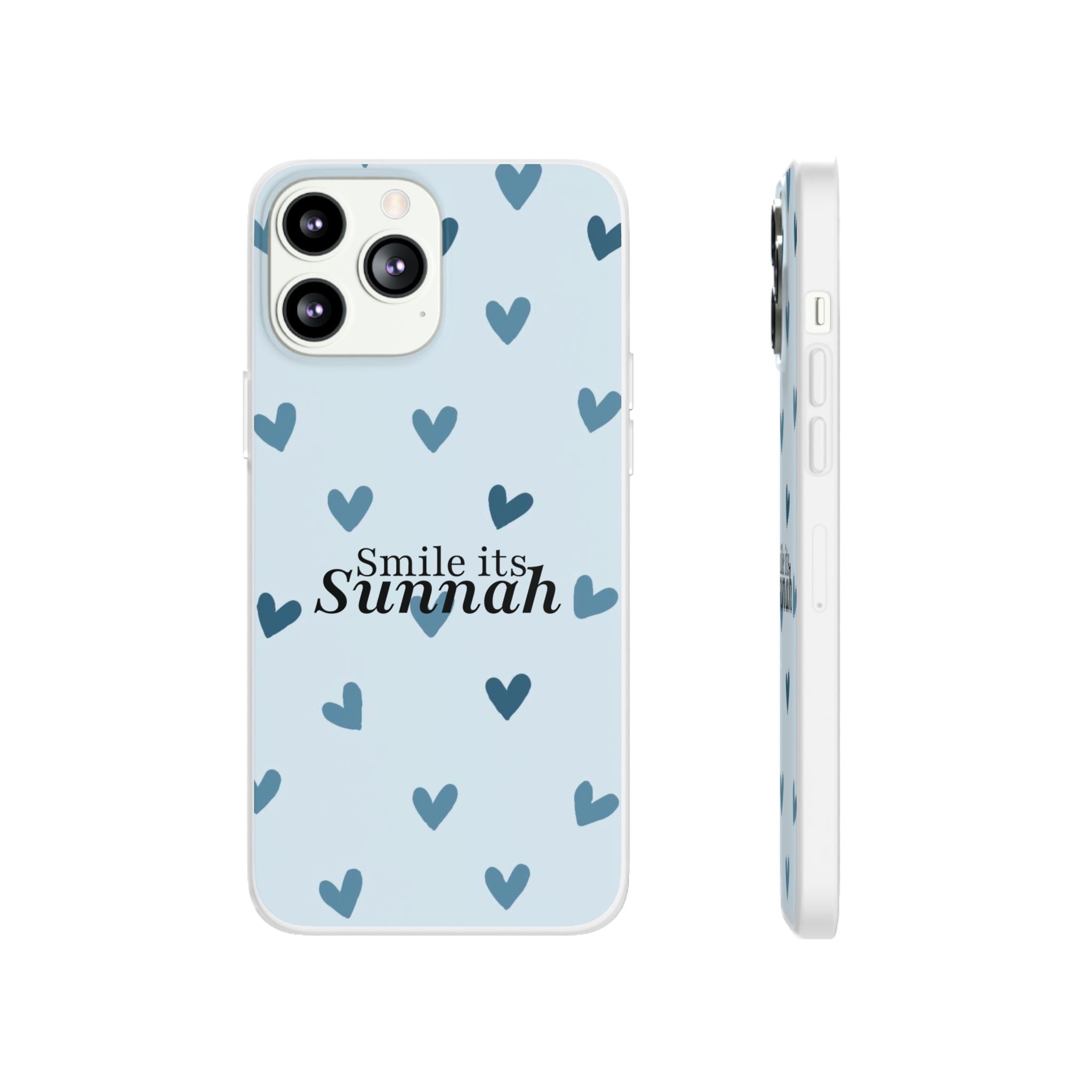 ''Smile It's Sunnah'' Light Blue Heart Pattern - Flexi Case
