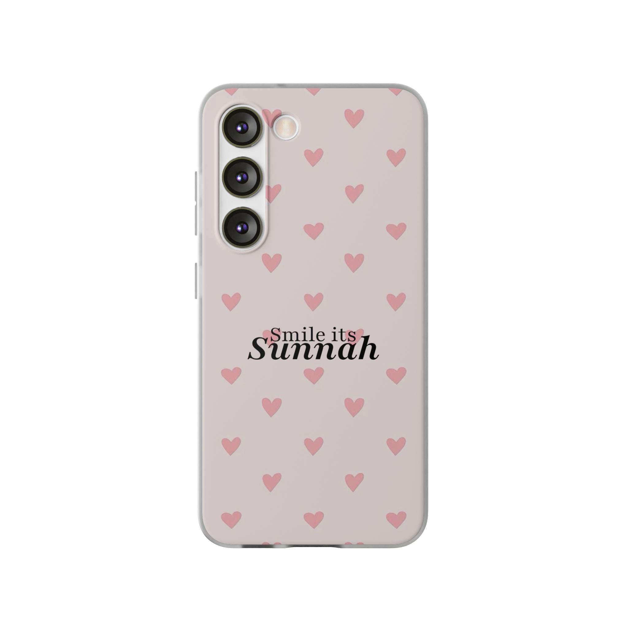 ''Smile It's Sunnah'' Pink Heart Pattern - Flexi Case