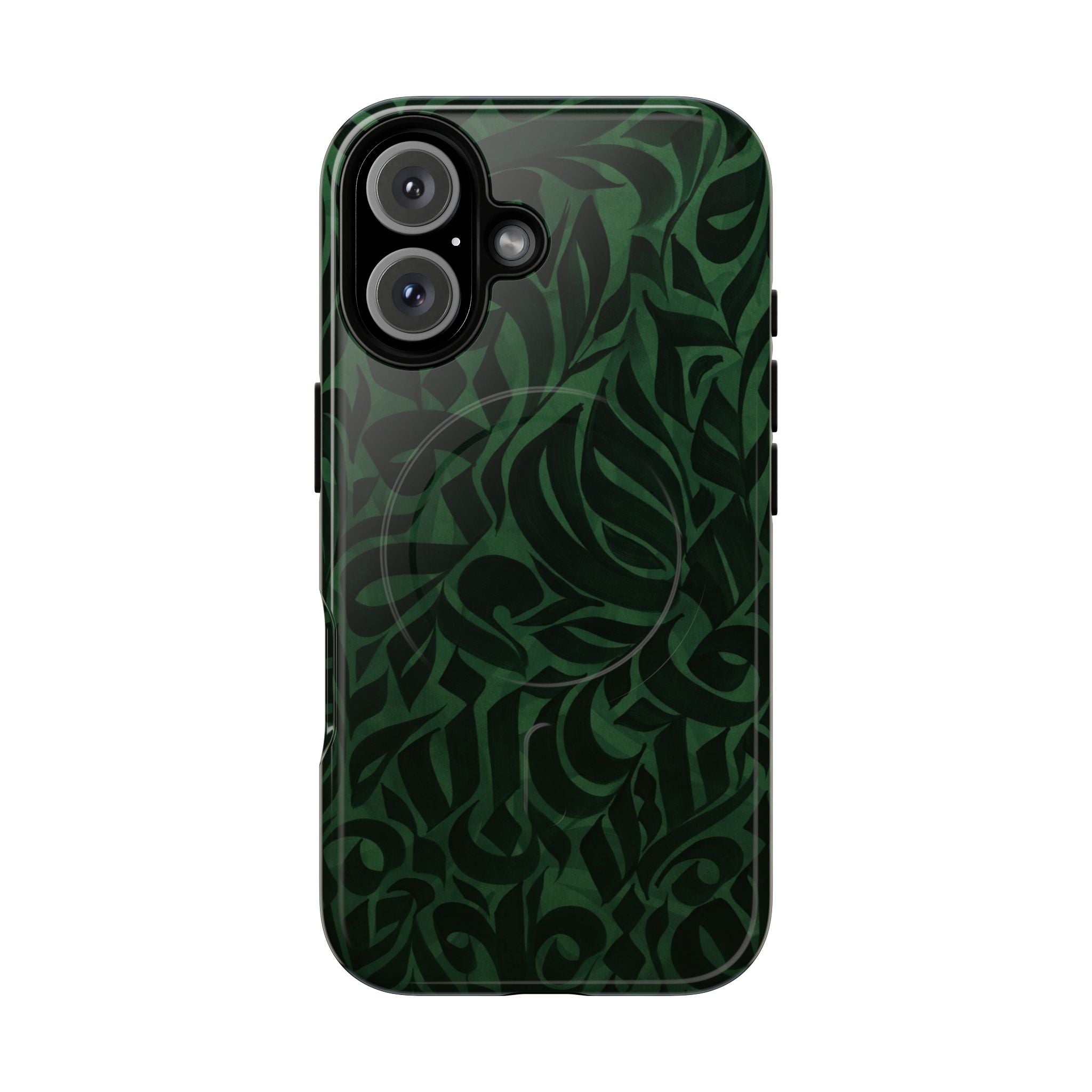 Floral Calligraphy Dark Green - Magnetic Case