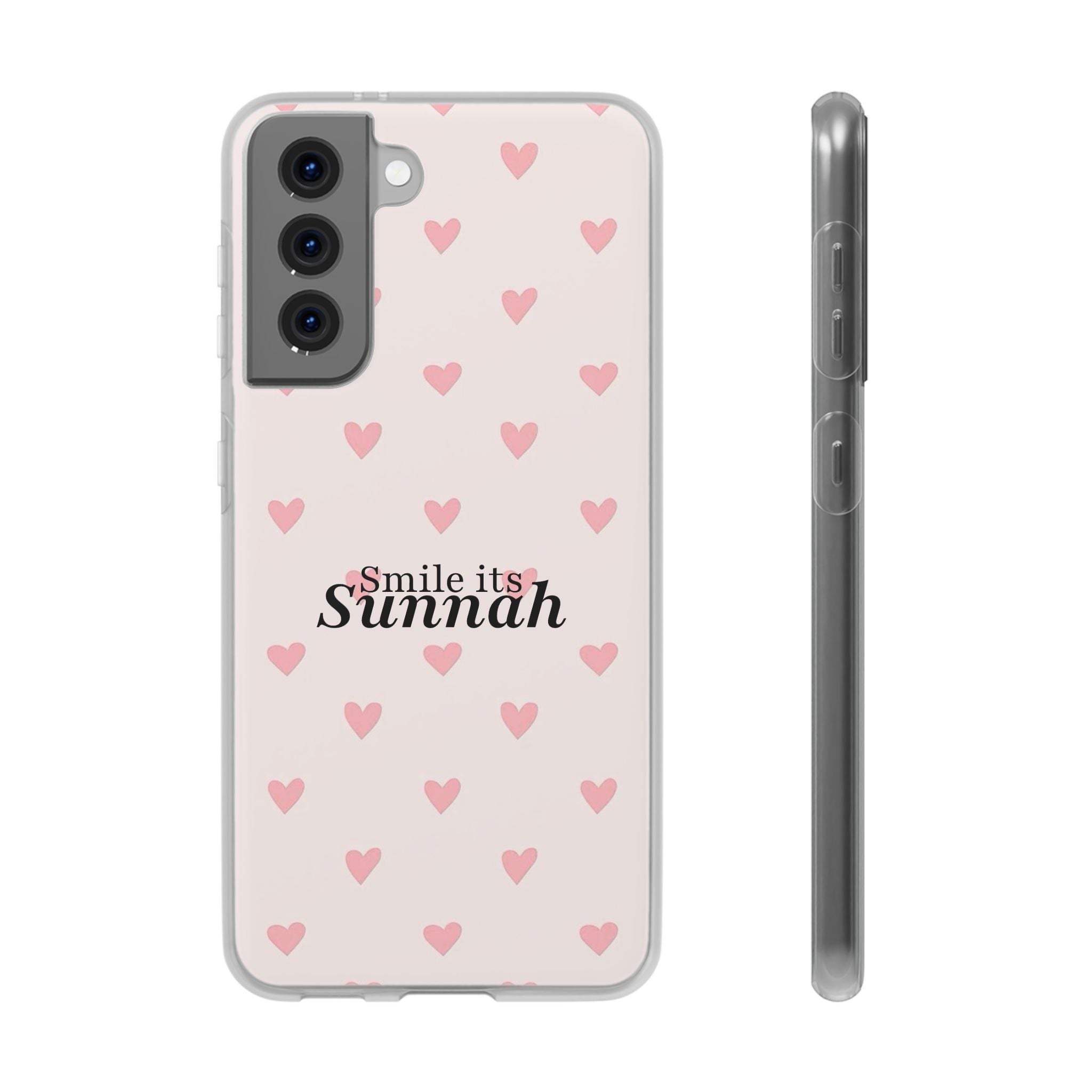 ''Smile It's Sunnah'' Pink Heart Pattern - Flexi Case