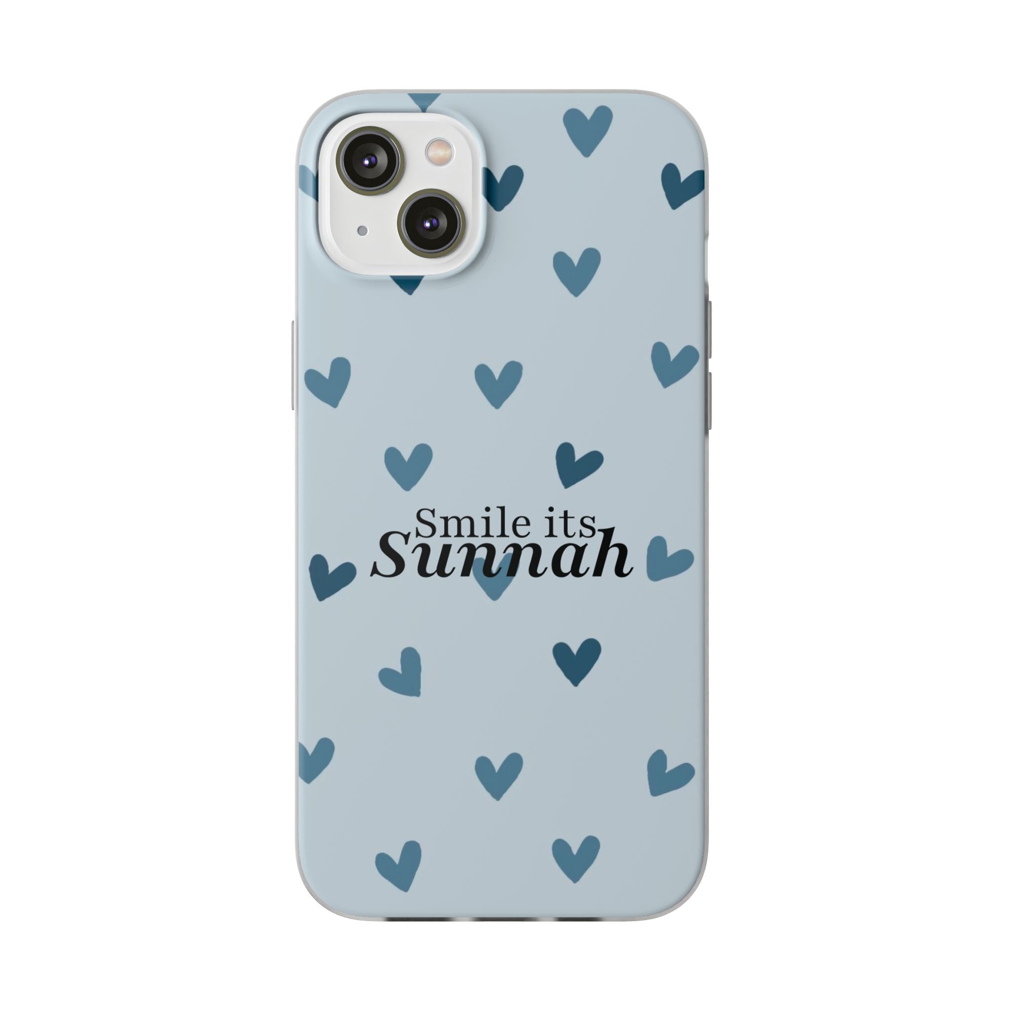 ''Smile It's Sunnah'' Light Blue Heart Pattern - Flexi Case