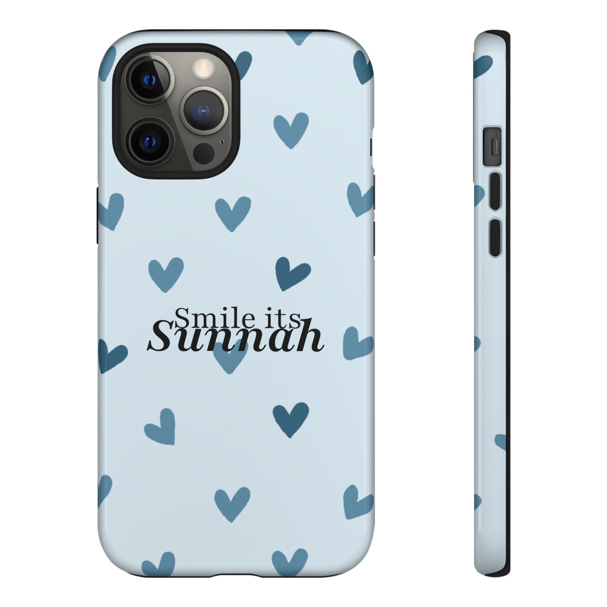 ''Smile It's Sunnah'' Light Blue Heart Pattern - Tough Case