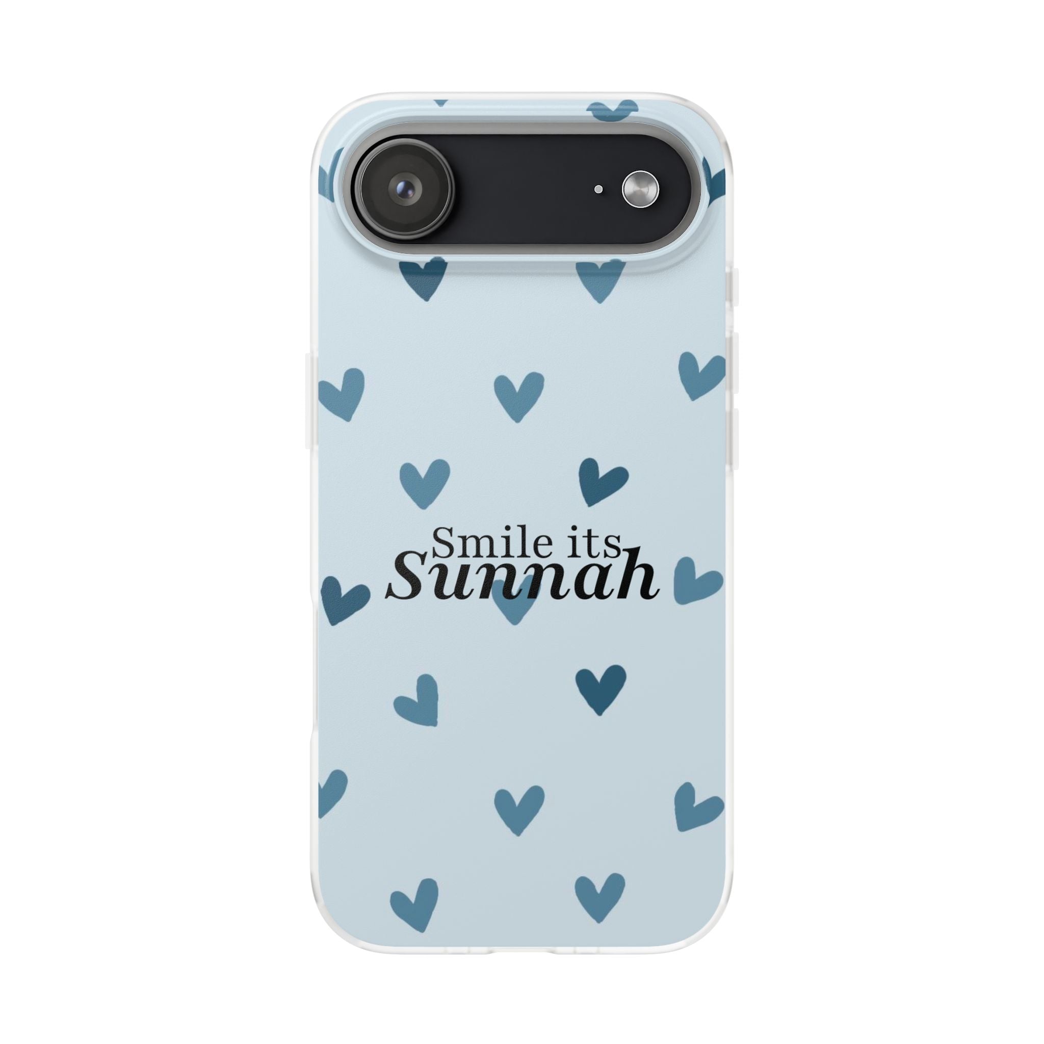''Smile It's Sunnah'' Light Blue Heart Pattern - Flexi Case