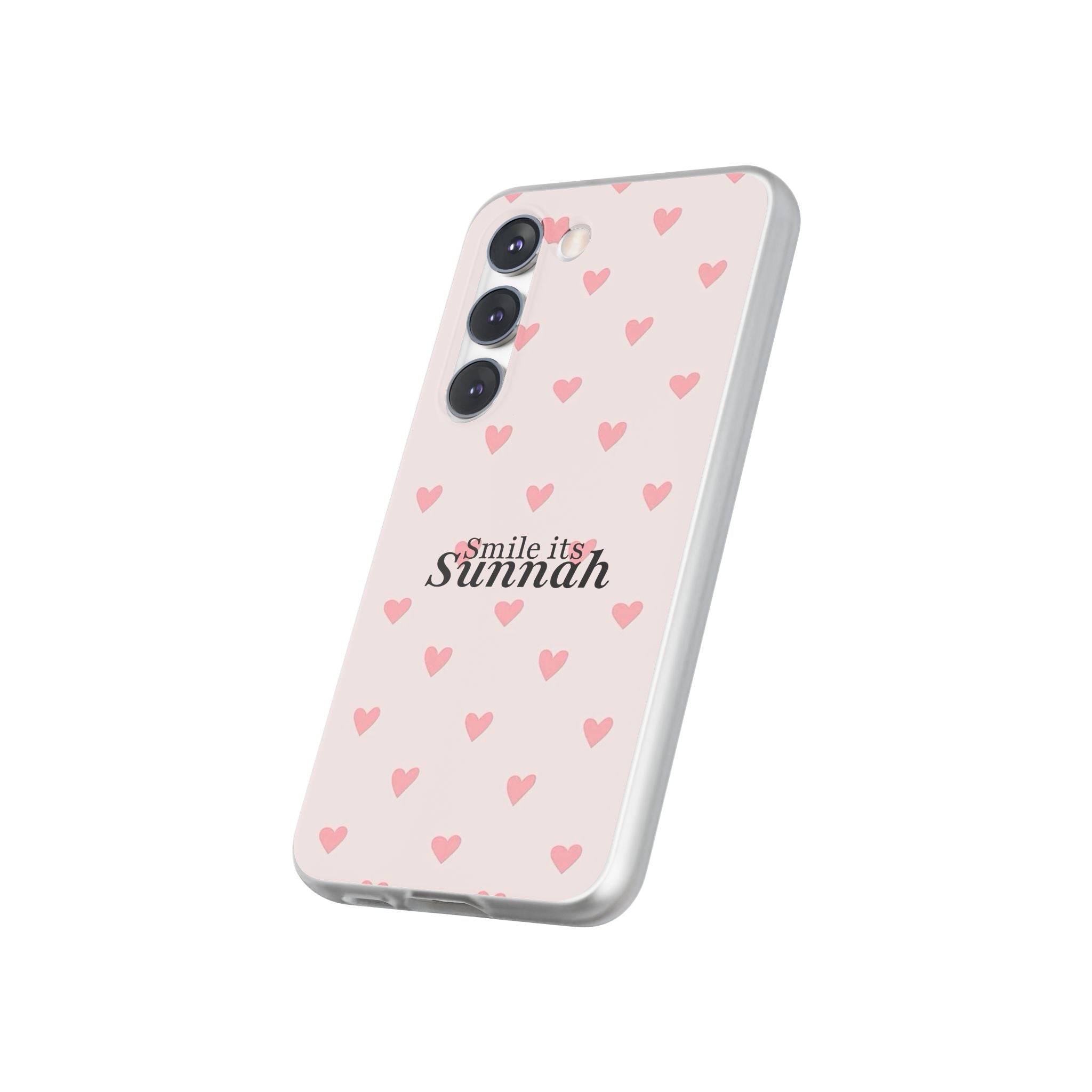 ''Smile It's Sunnah'' Pink Heart Pattern - Flexi Case