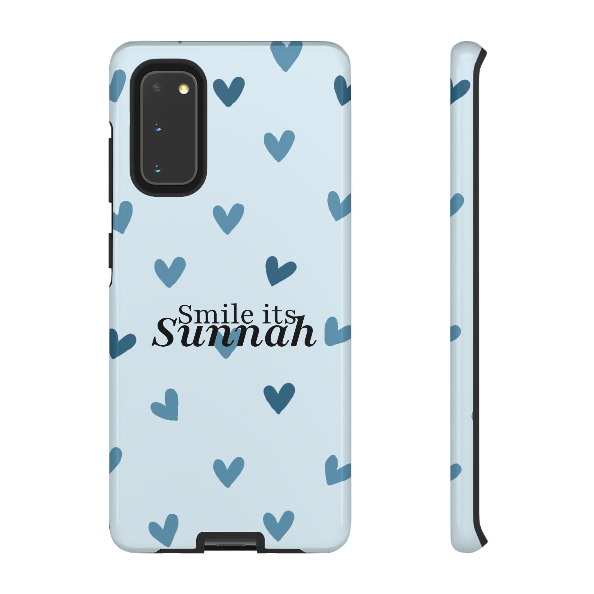 'Smile It's Sunnah'' Light Blue Heart Pattern - Tough case