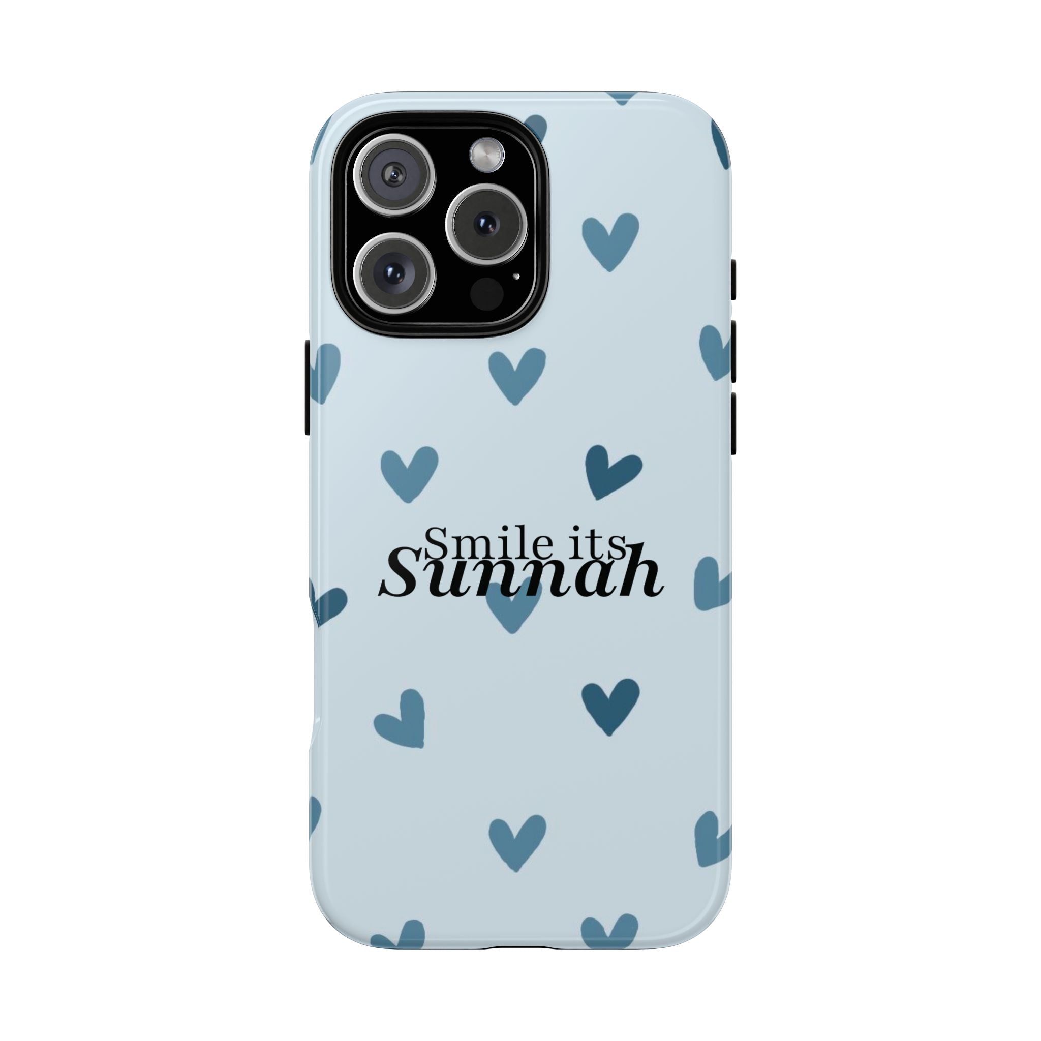 ''Smile It's Sunnah'' Light Blue Heart Pattern - Tough Case
