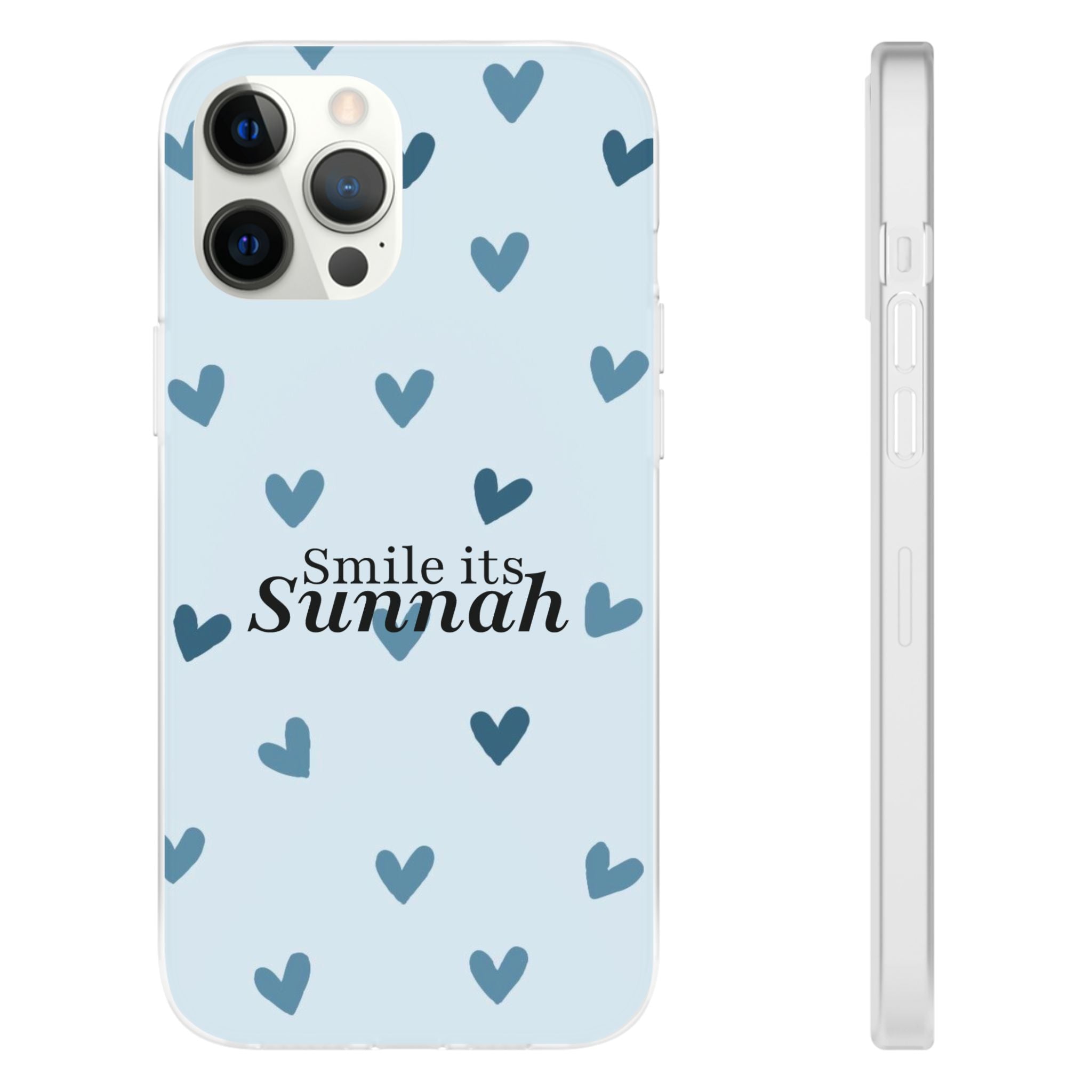 ''Smile It's Sunnah'' Light Blue Heart Pattern - Flexi Case